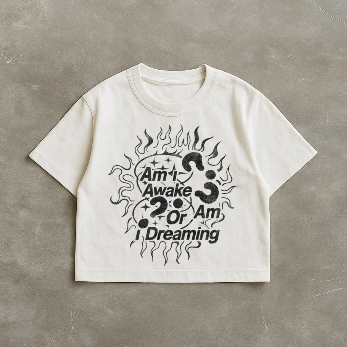 Am I Awake White Boxy Tee