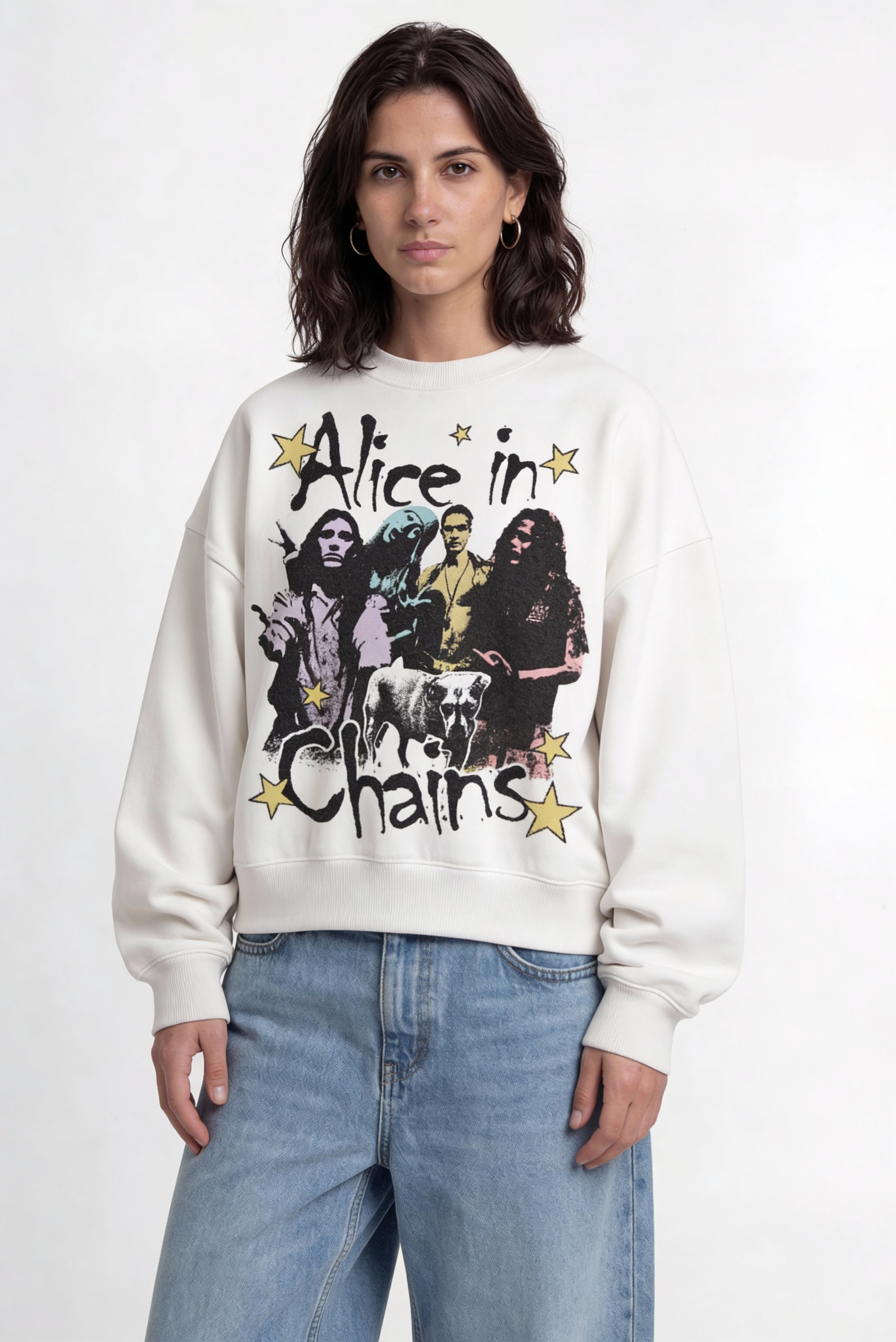 Alice In Chains White Boxy Sweatshirt