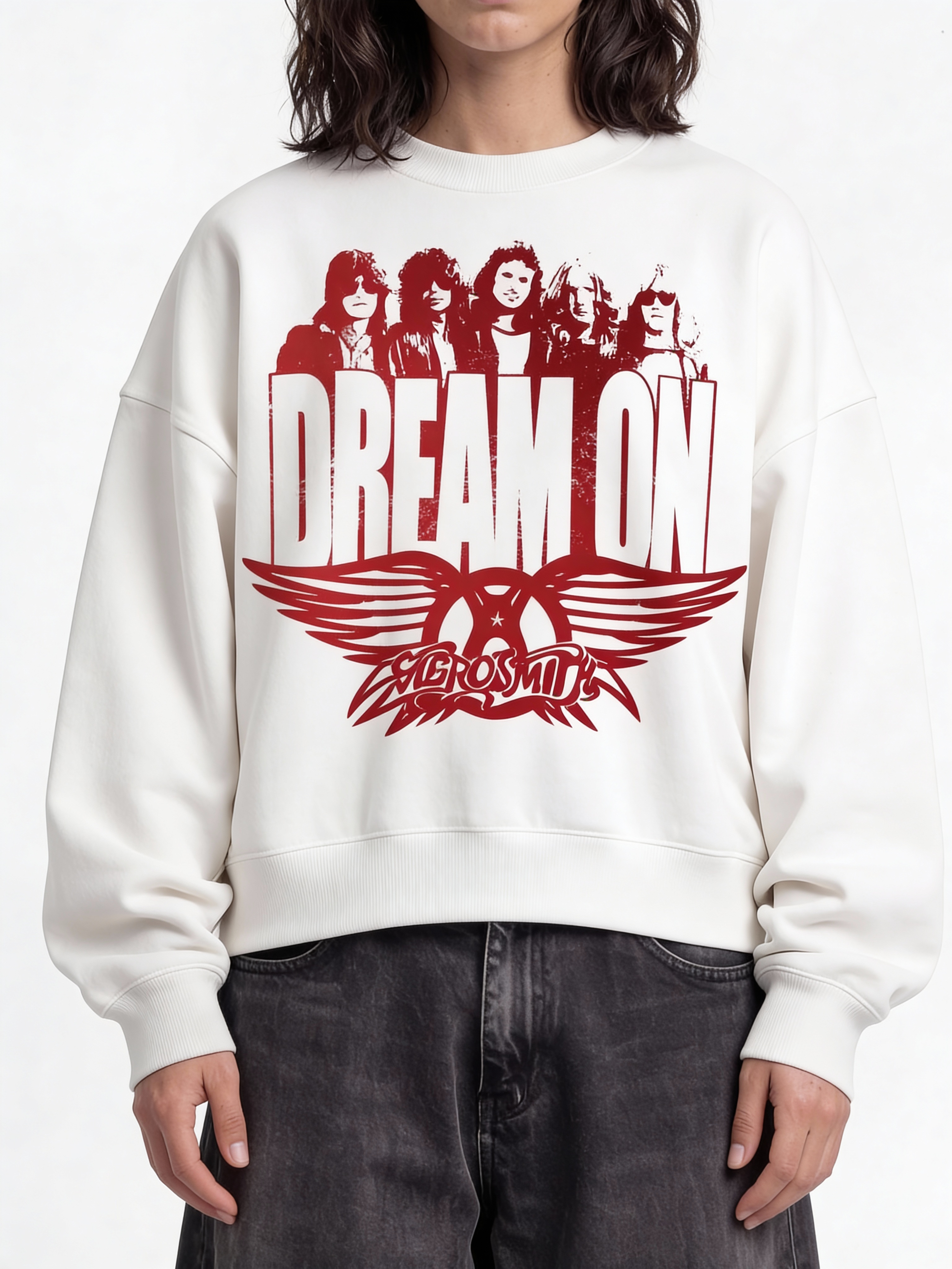 Dream On White Boxy Sweatshirt