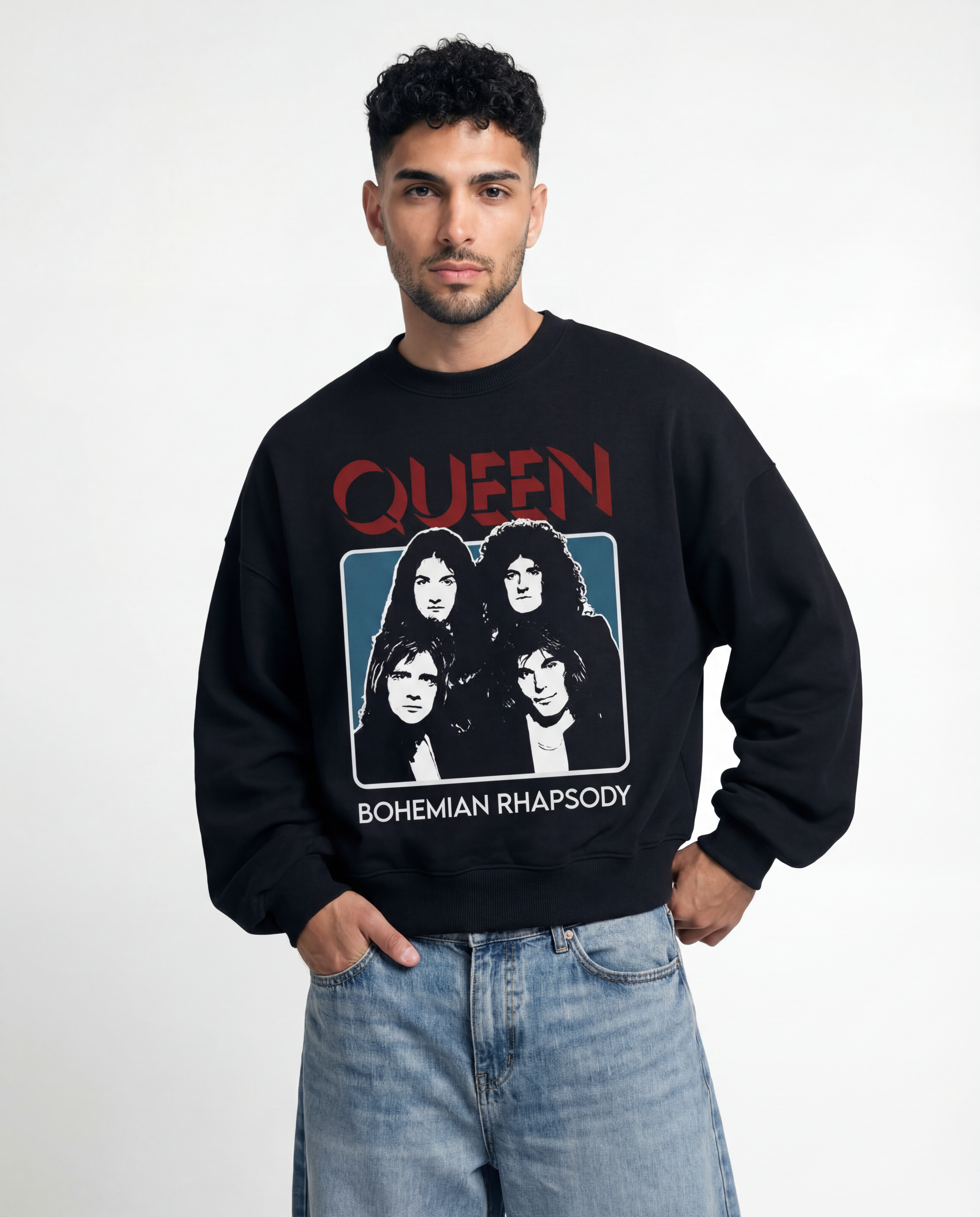 Queen Black Boxy Sweatshirt