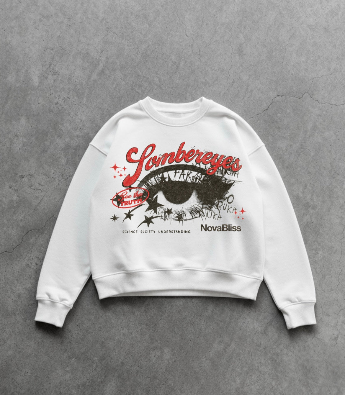 Sombereyes White Boxy Sweatshirt