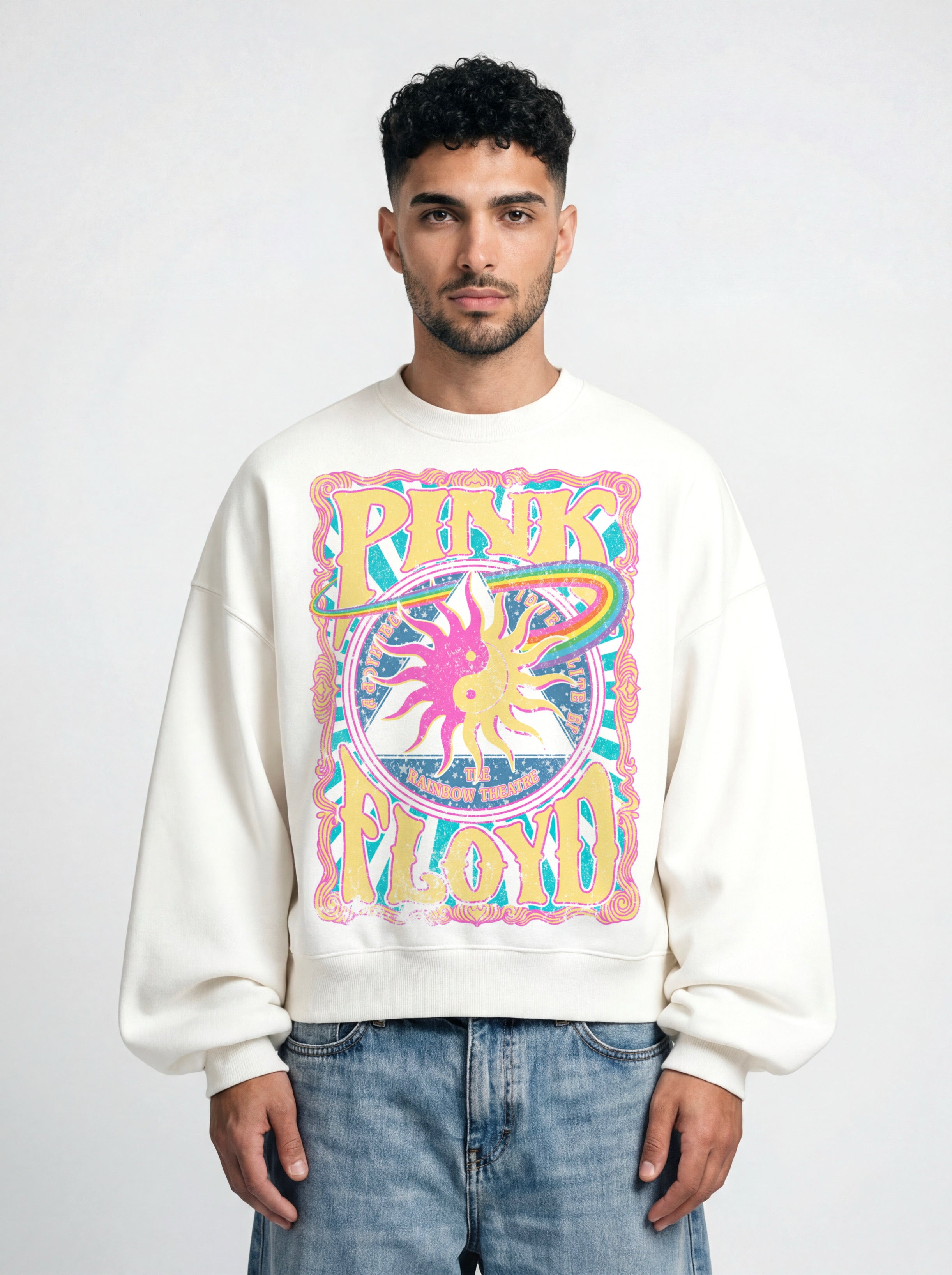 Pink Floyd White Boxy Sweatshirt