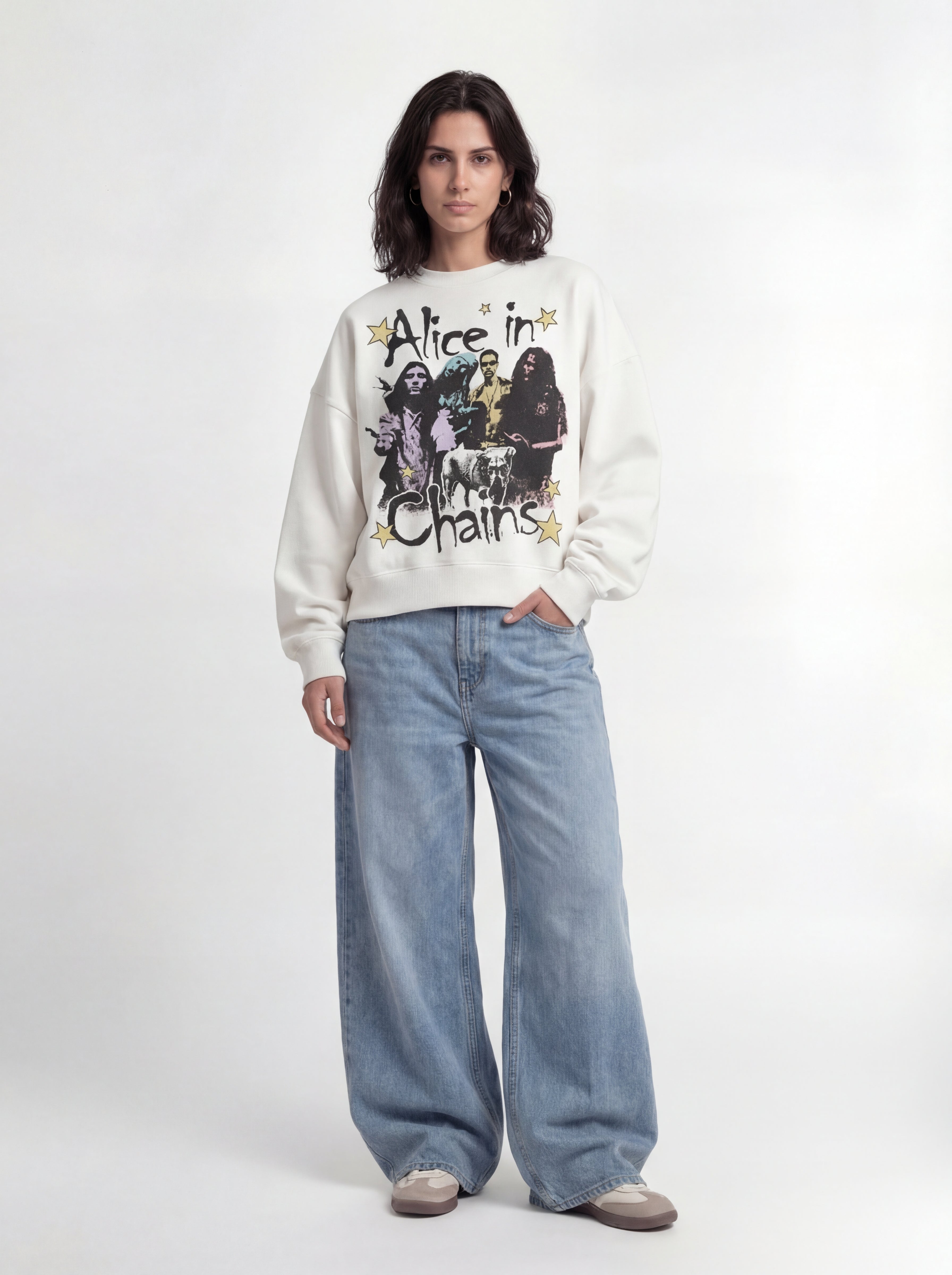 Alice In Chains White Boxy Sweatshirt