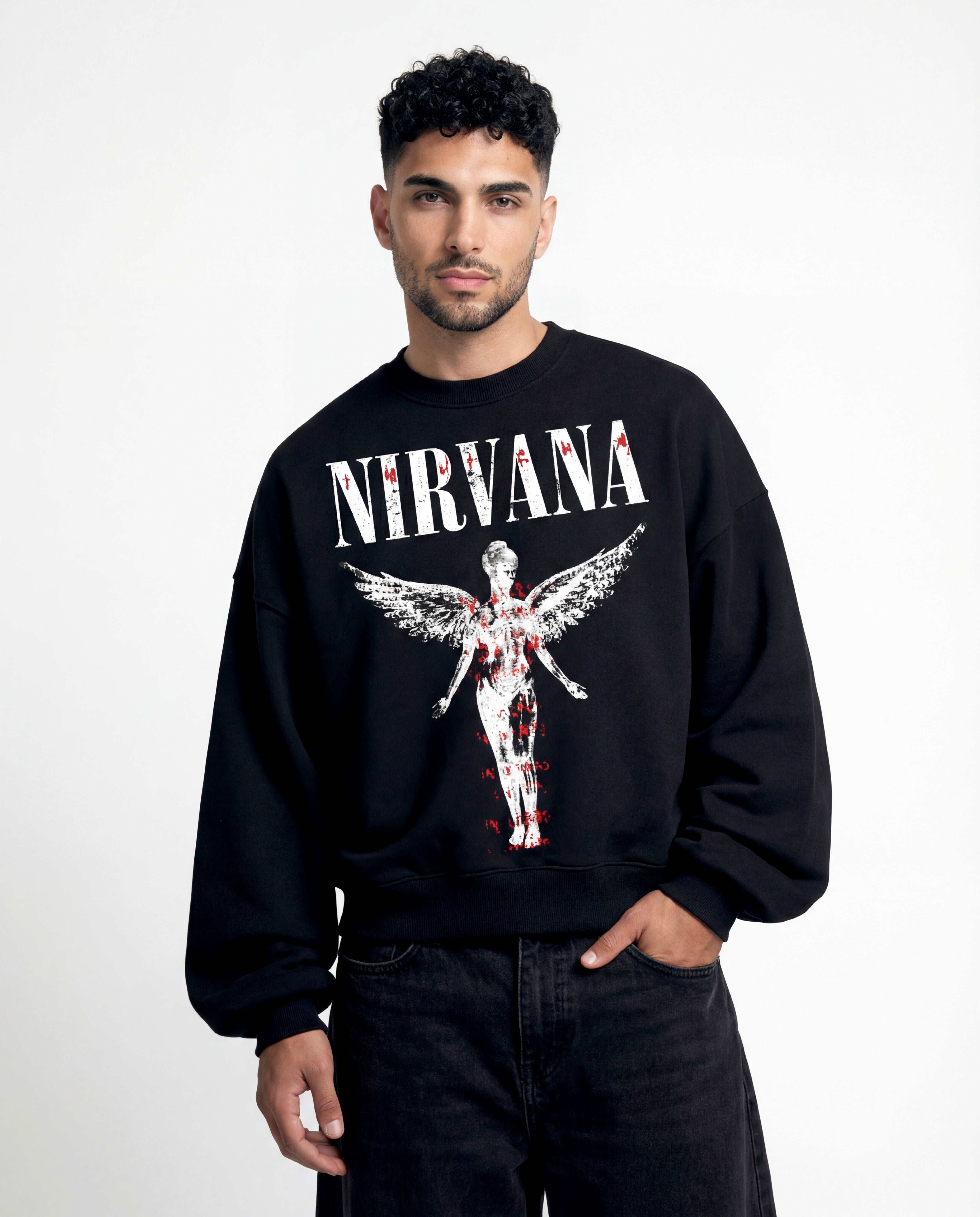 Nirvana In Utero Black Boxy Sweatshirt