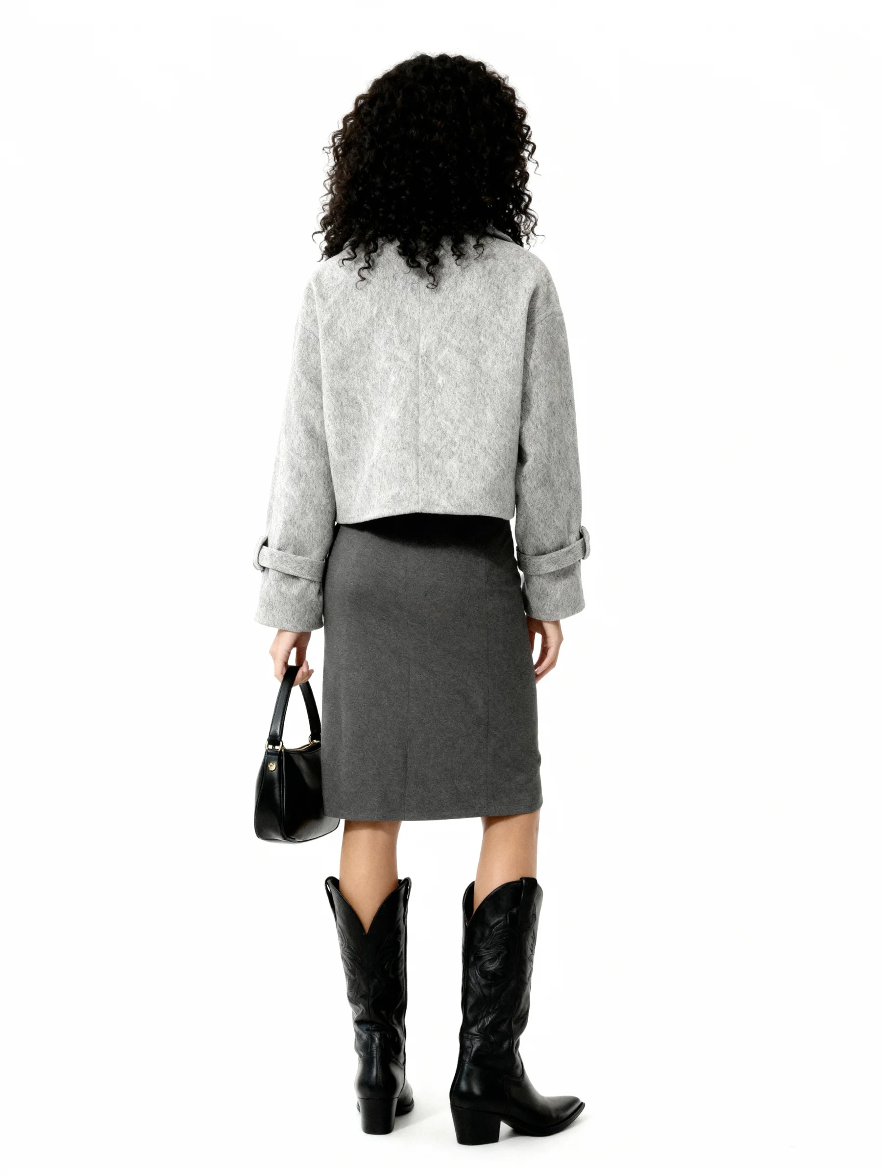 Cropped Wool Jacket – Light Gray