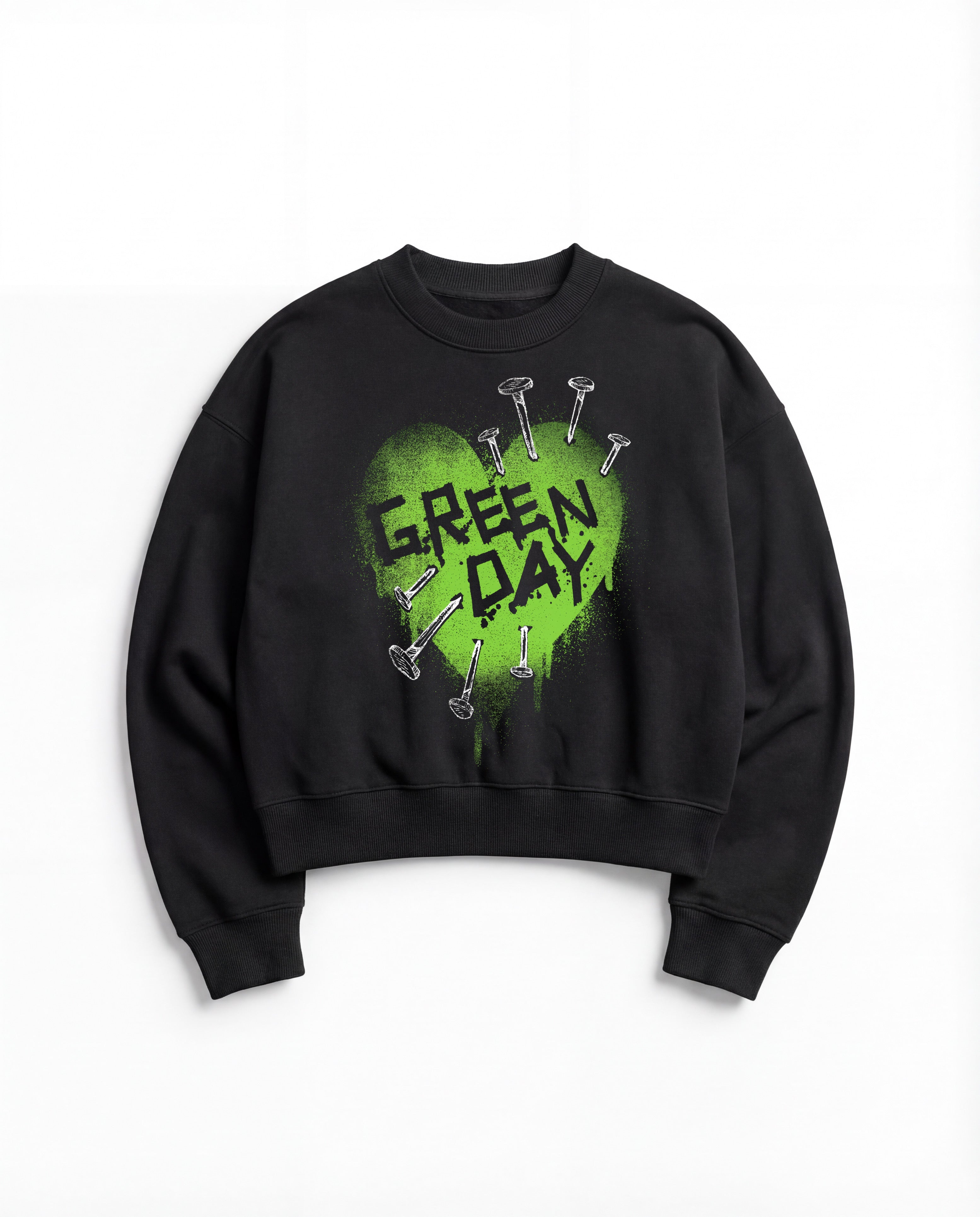 Green Day Black Boxy Sweatshirt