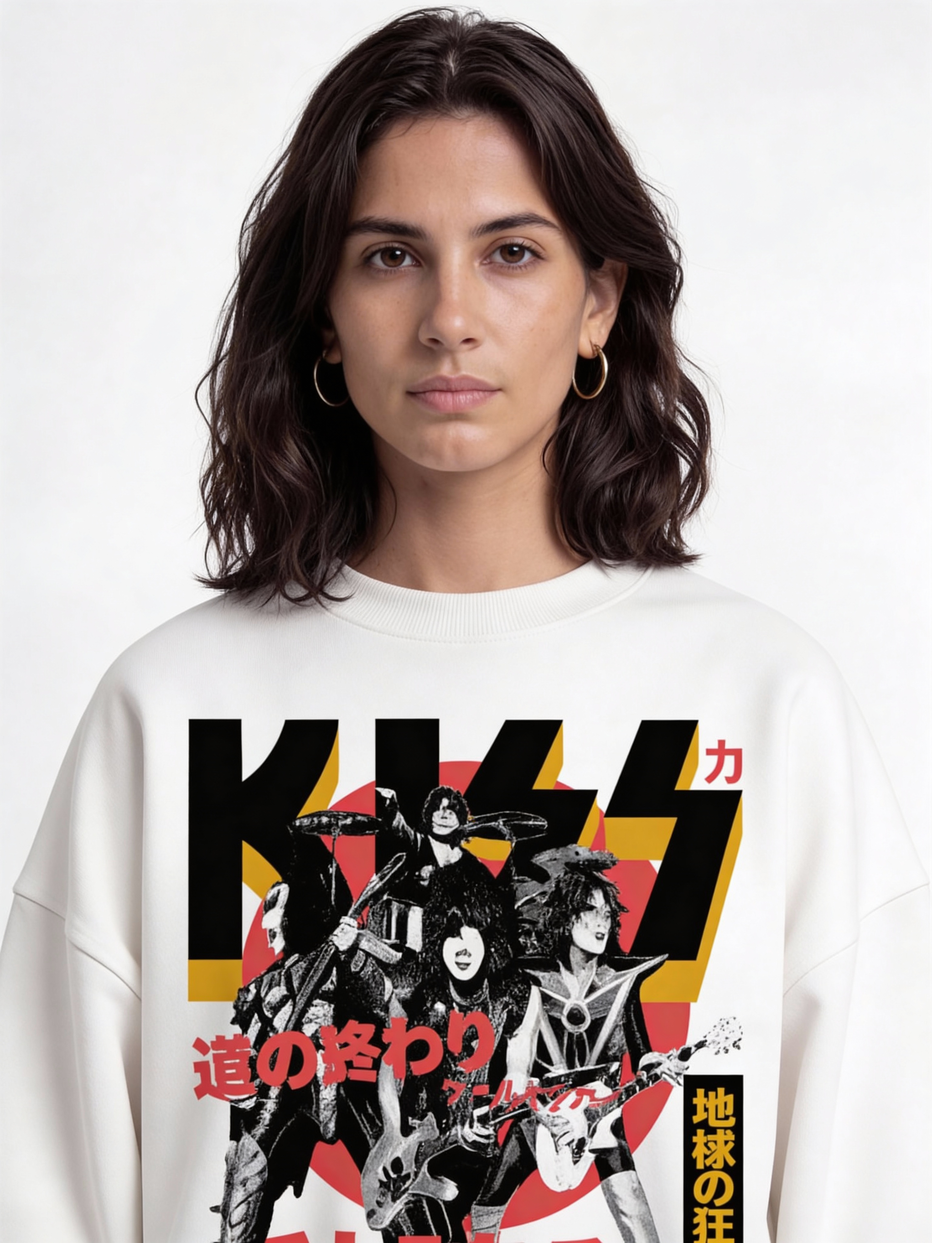 Kiss White Boxy Sweatshirt