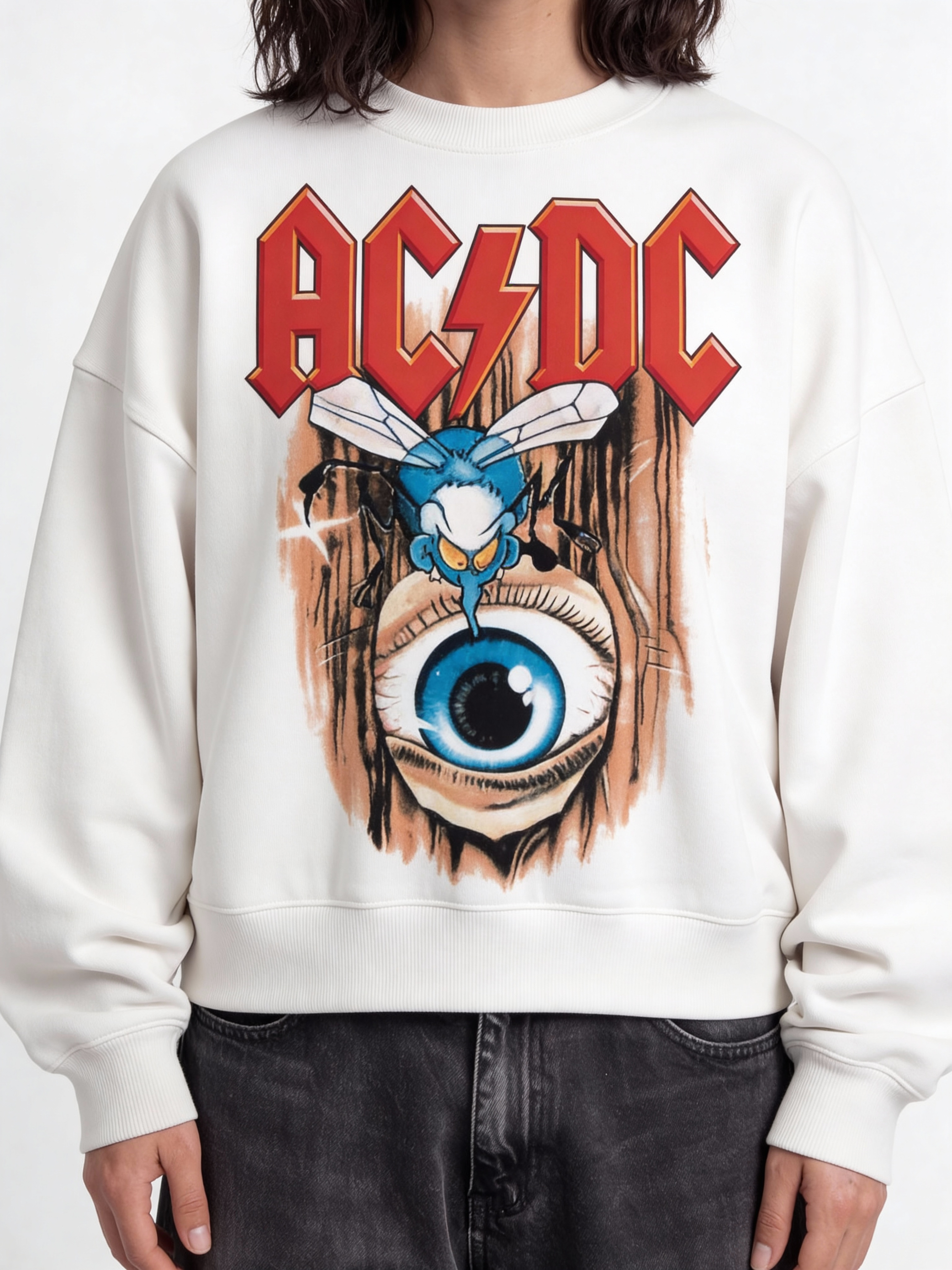 ACDC White Boxy Sweatshirt