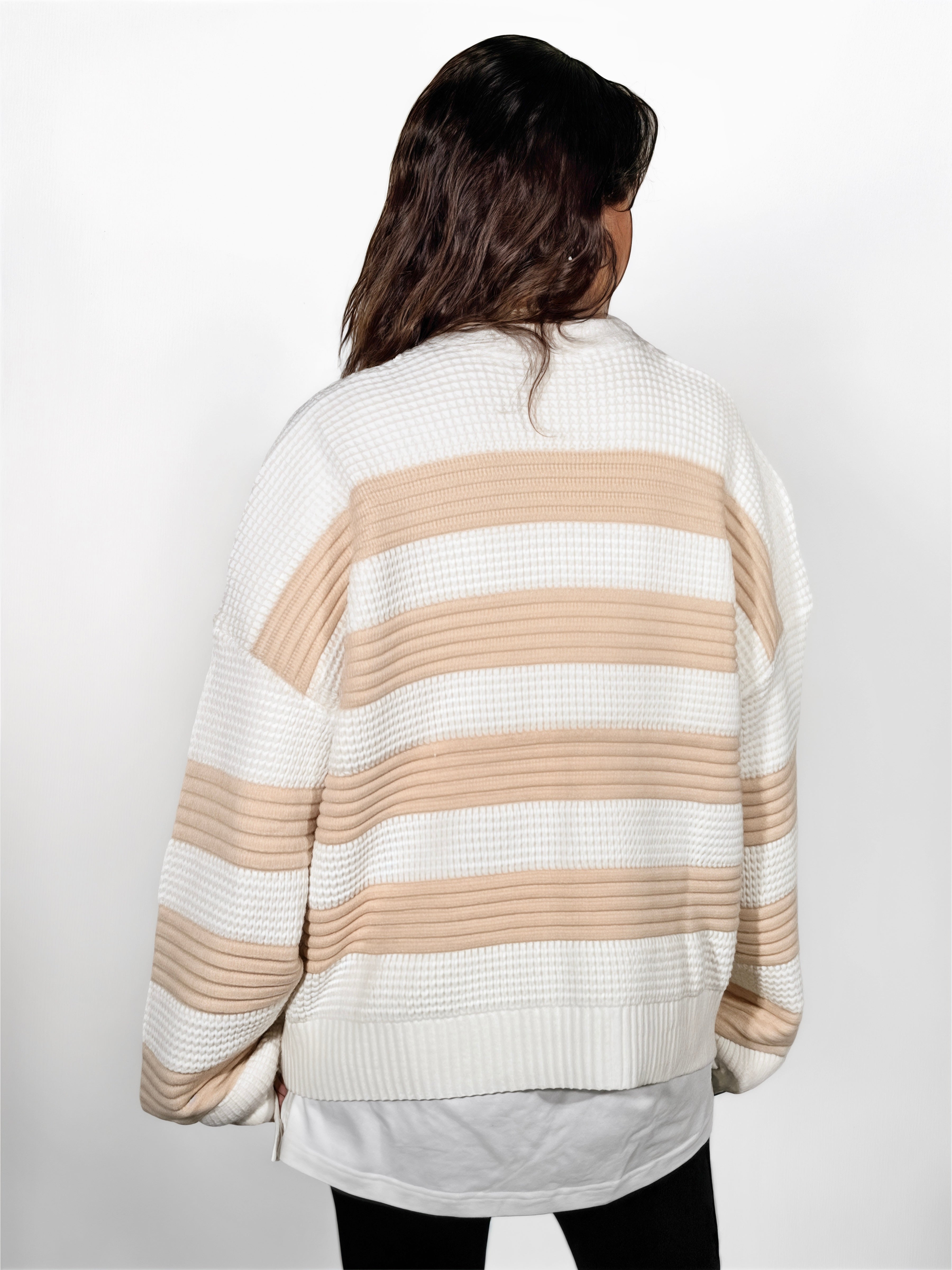Sand Striped Knit Sweater