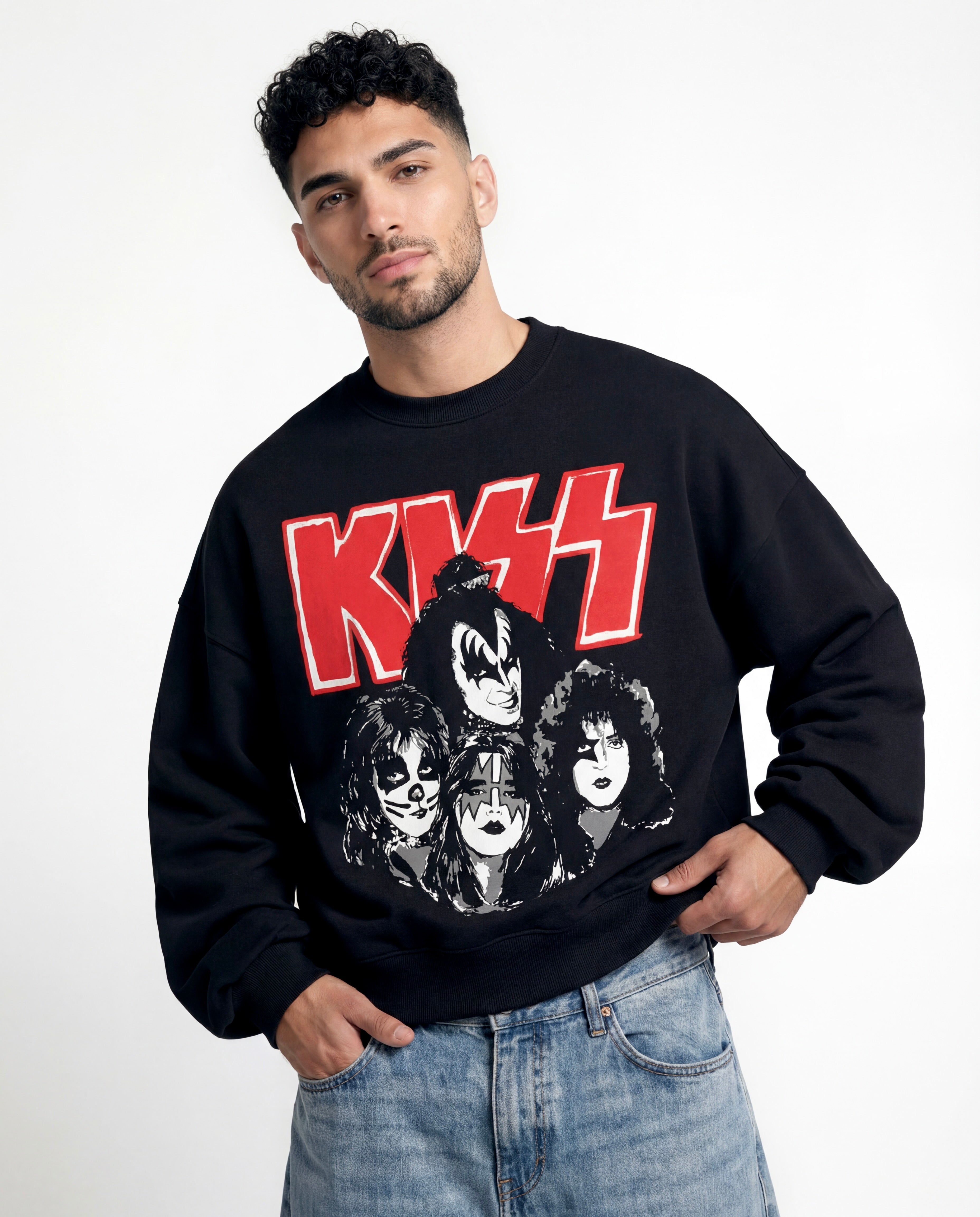 Kiss Black Boxy Sweatshirt