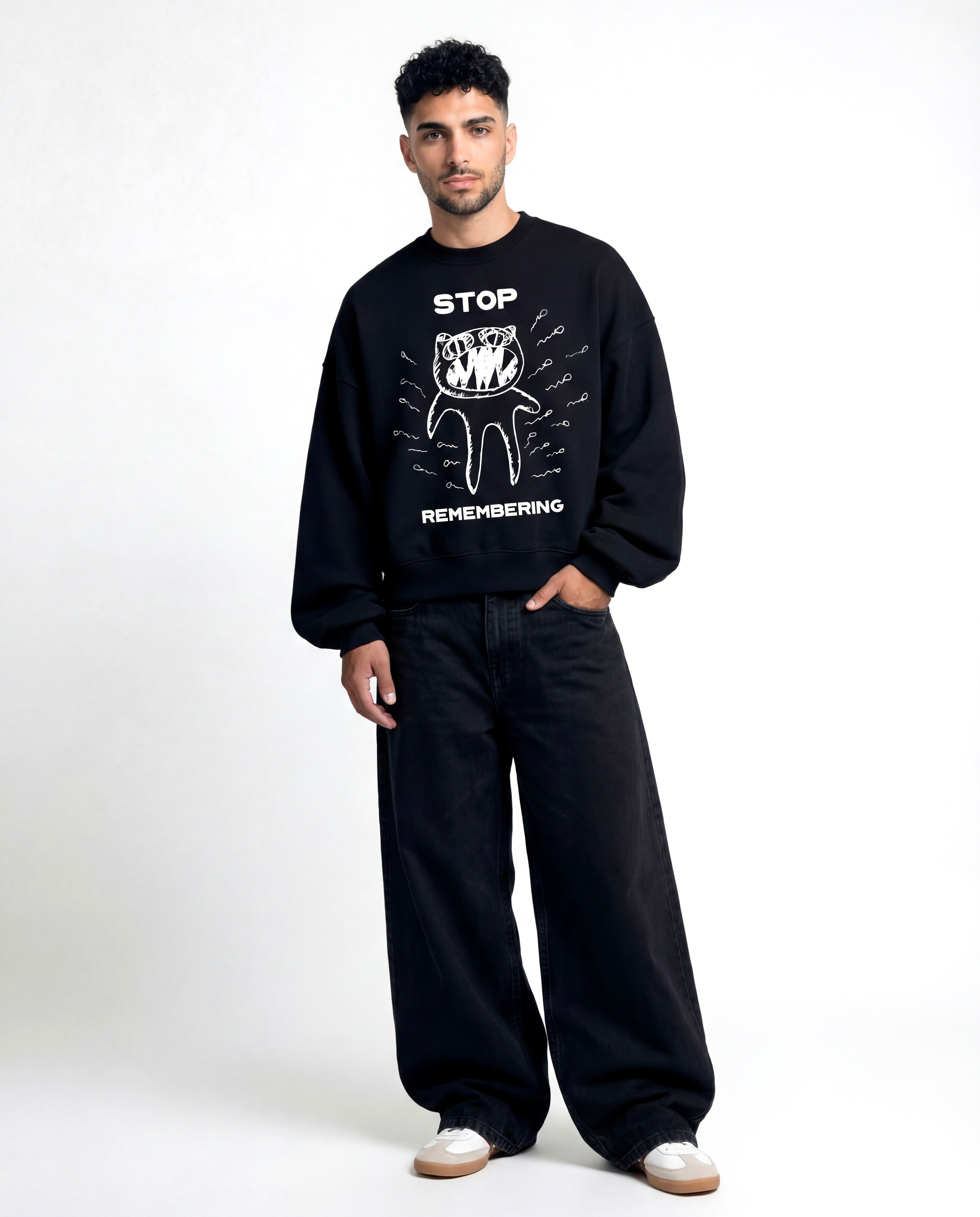 Stop Remembering Black Boxy Sweatshirt