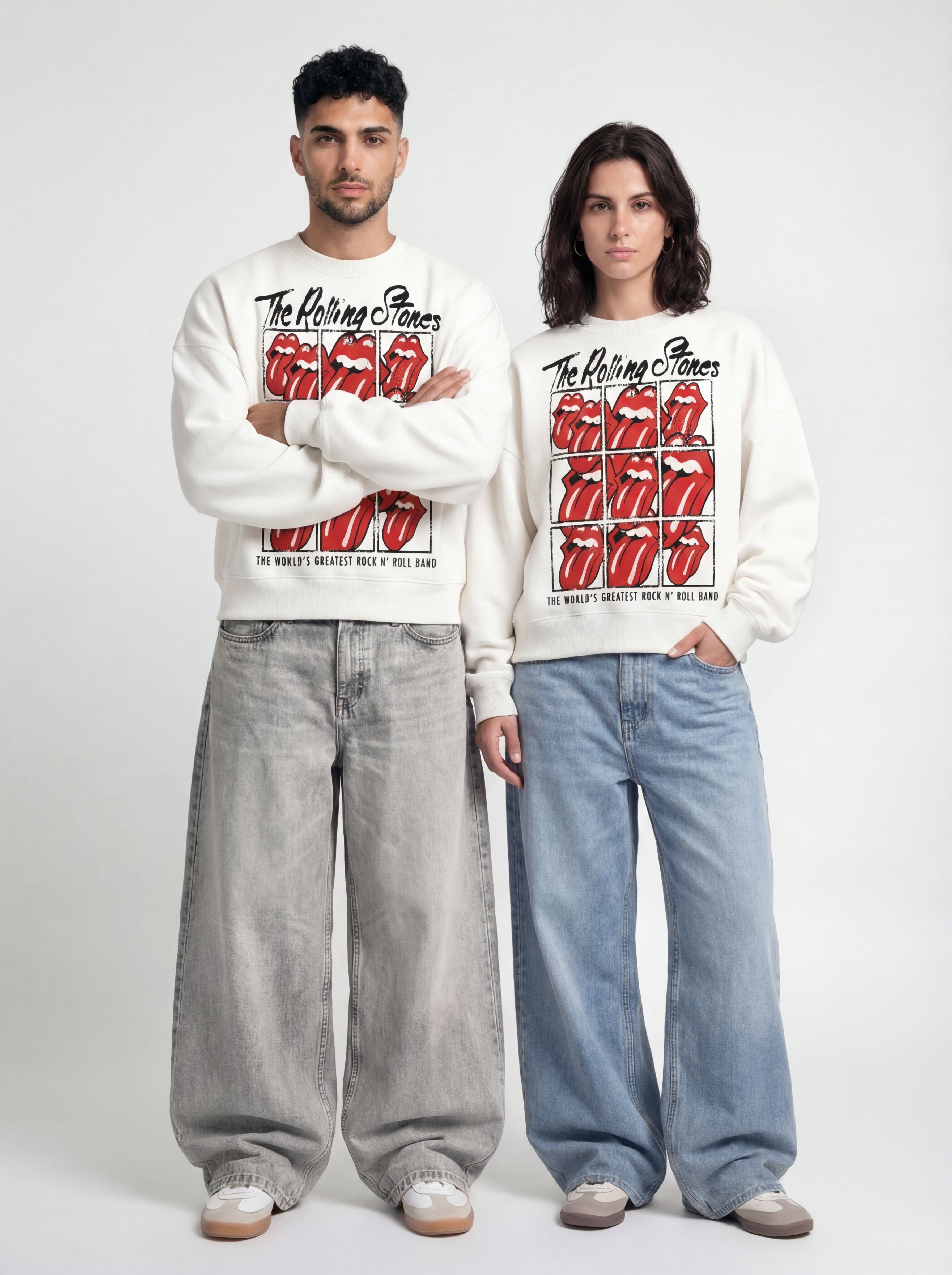 The Rolling Stones White Boxy Sweatshirt