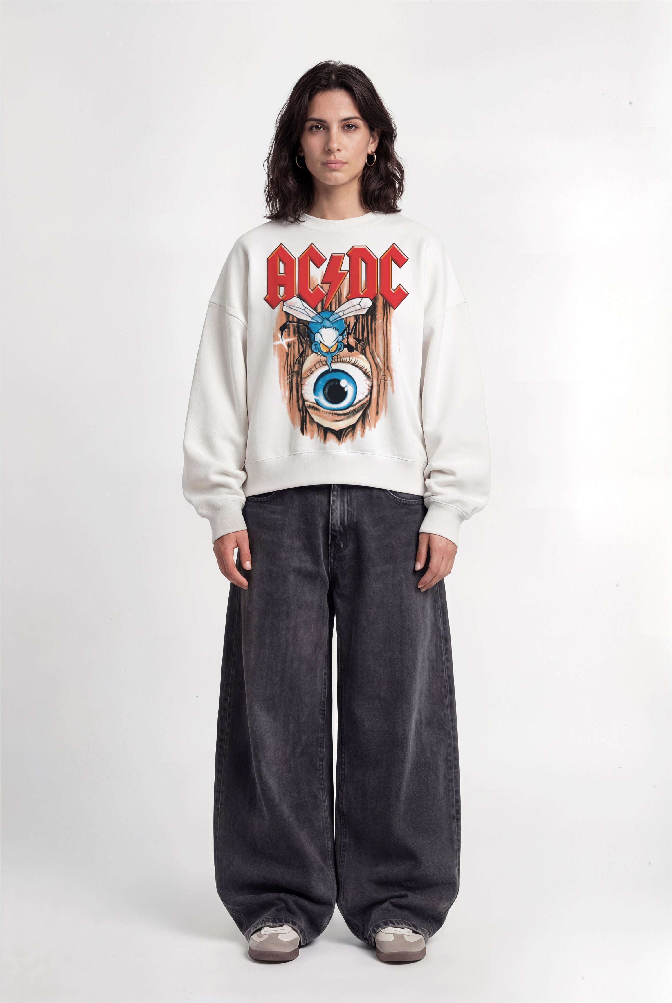 ACDC White Boxy Sweatshirt