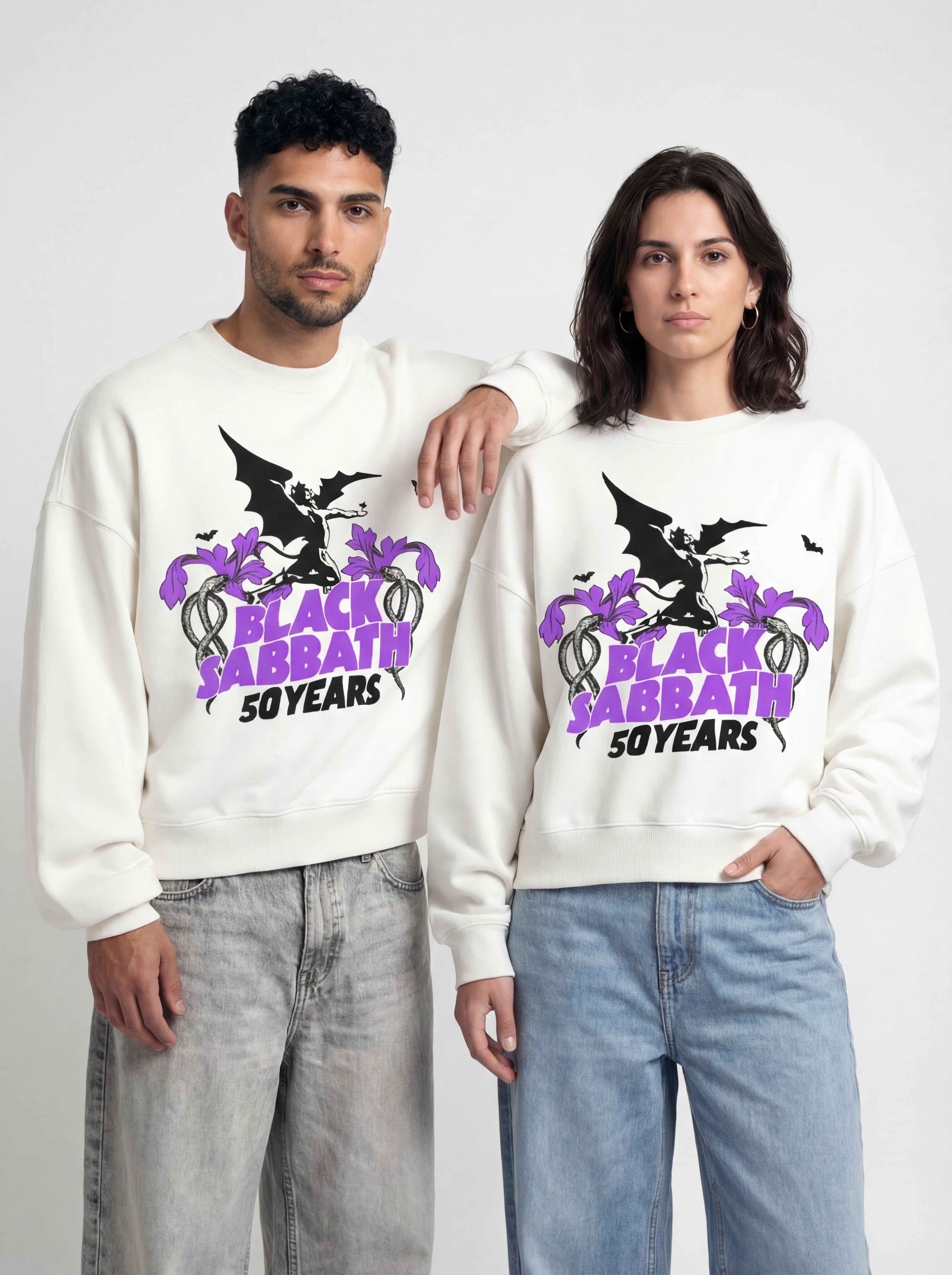 Black Sabbath White Boxy Sweatshirt
