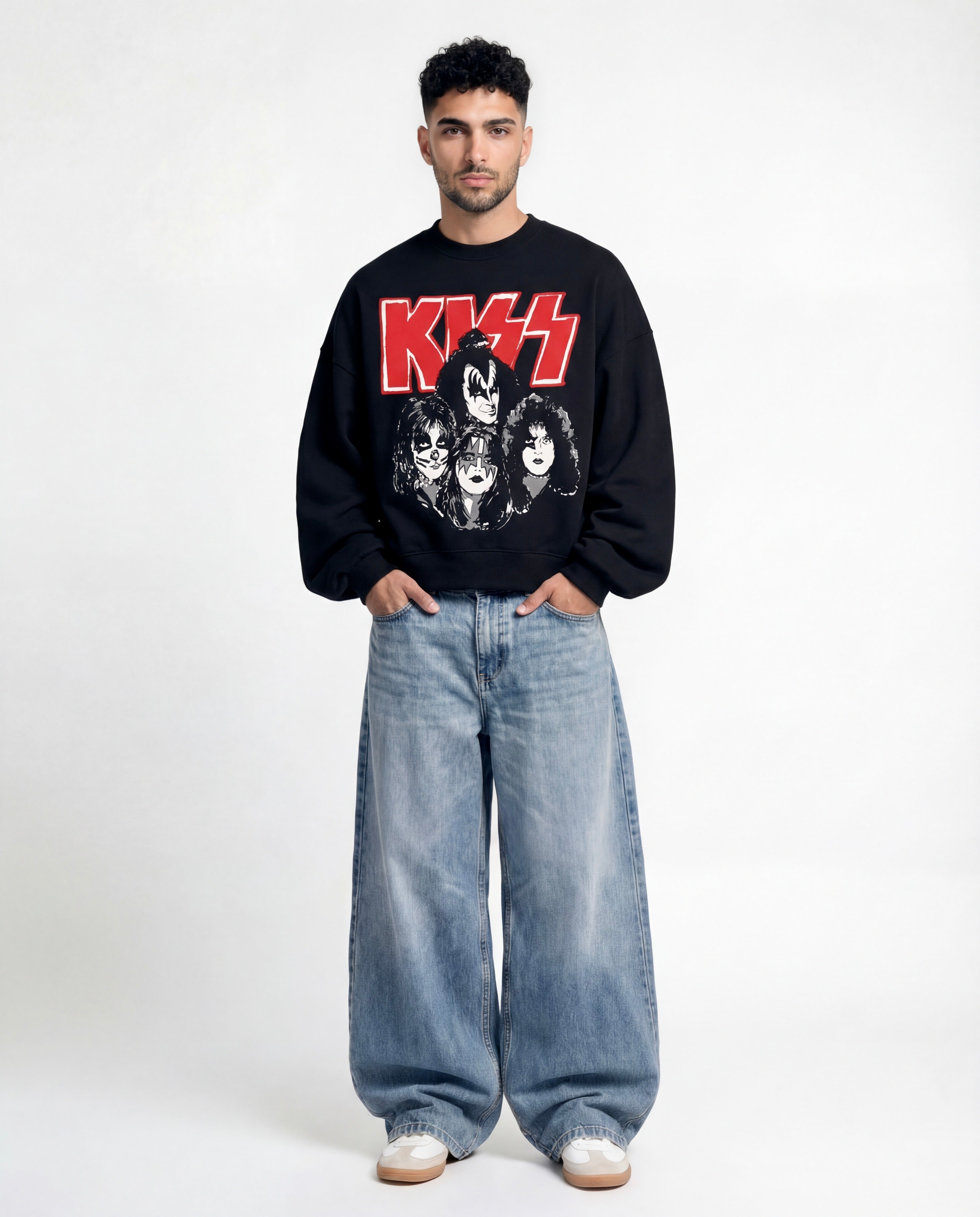 Kiss Black Boxy Sweatshirt