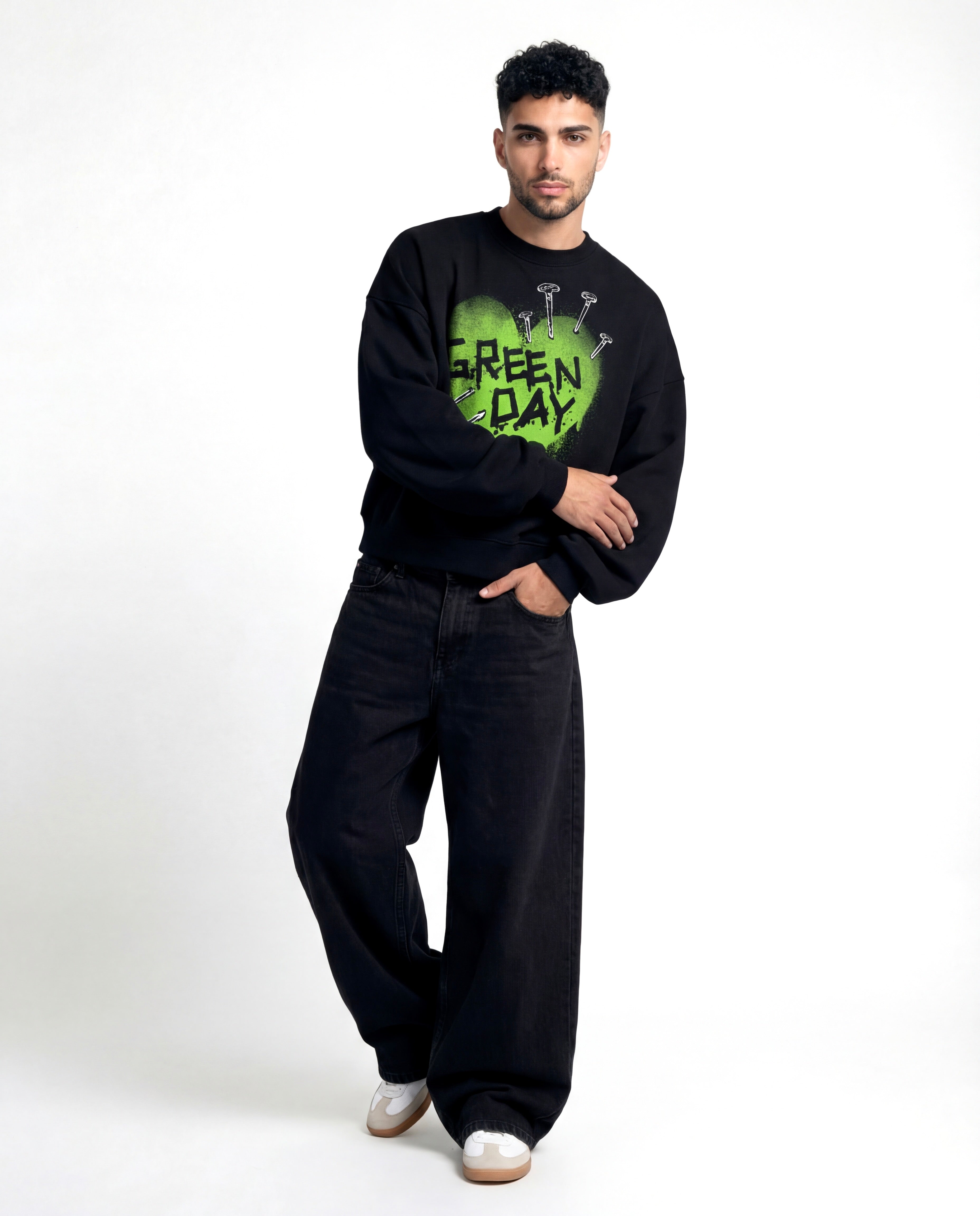 Green Day Black Boxy Sweatshirt