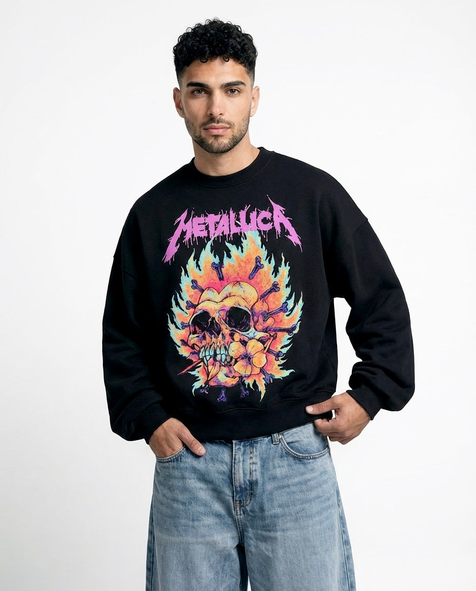 H Metallica Black Boxy Sweatshirt
