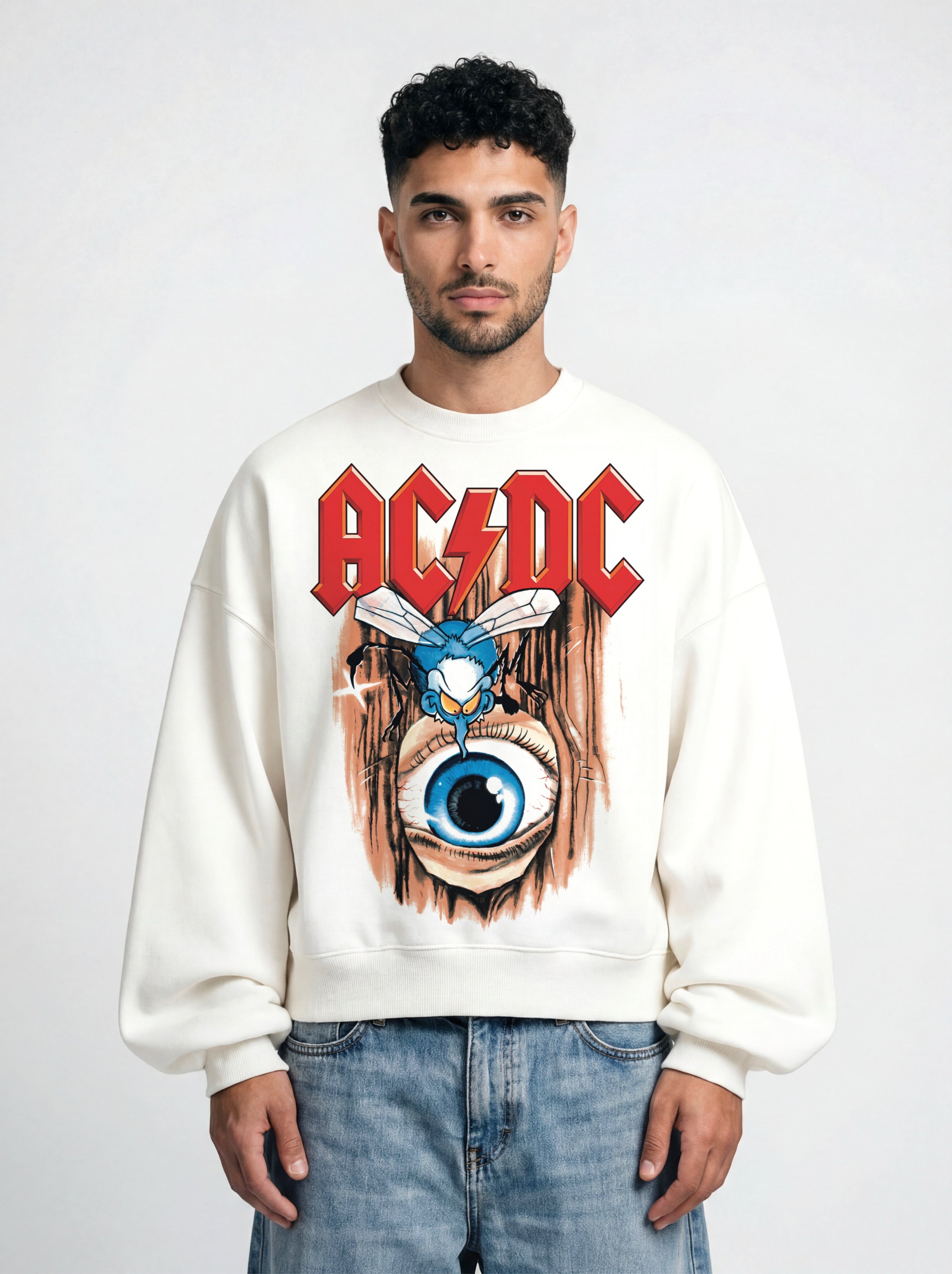 ACDC White Boxy Sweatshirt