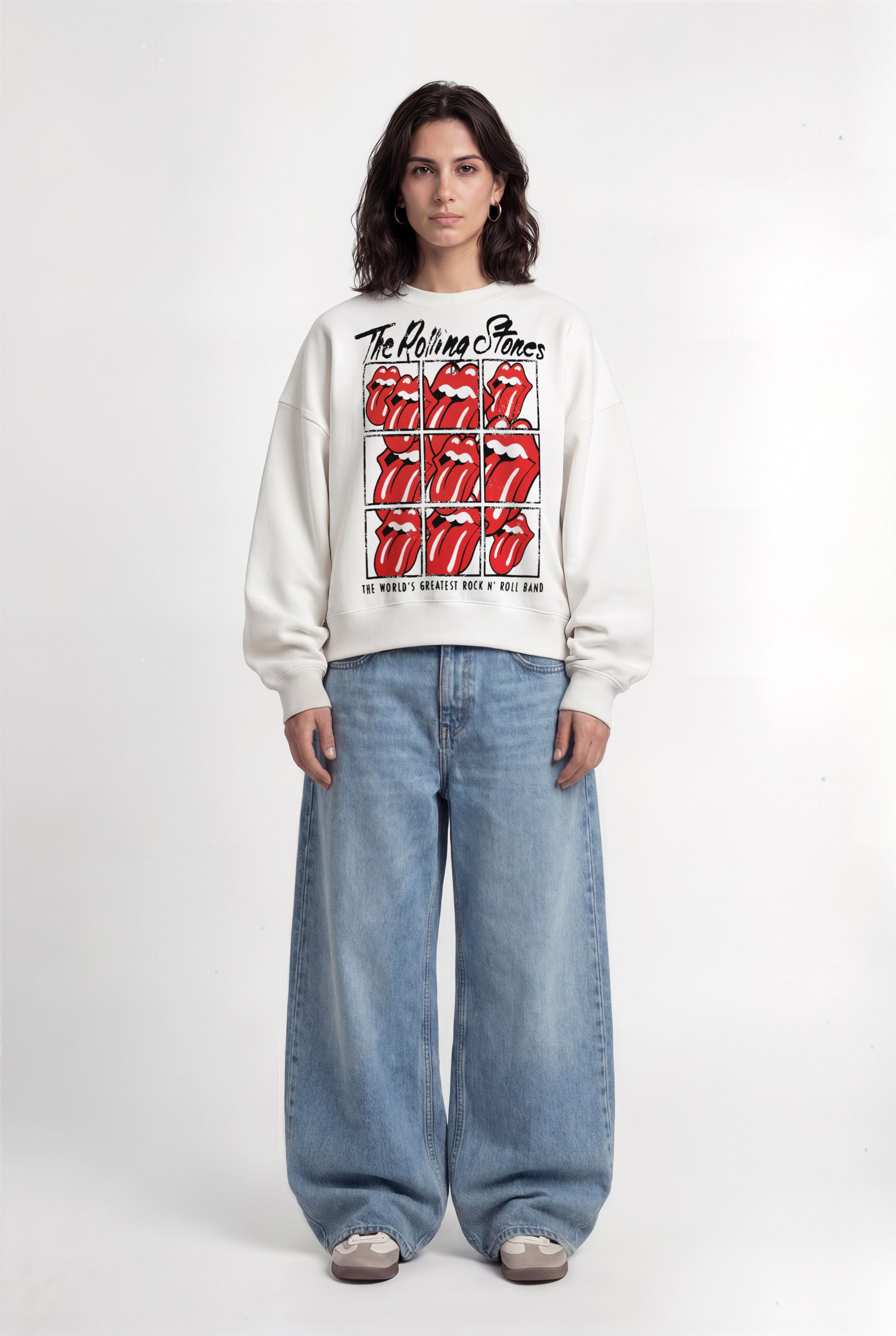 The Rolling Stones White Boxy Sweatshirt