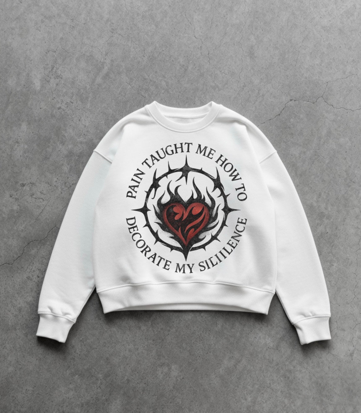 Pain Taught Me White Boxy Sweatshirt