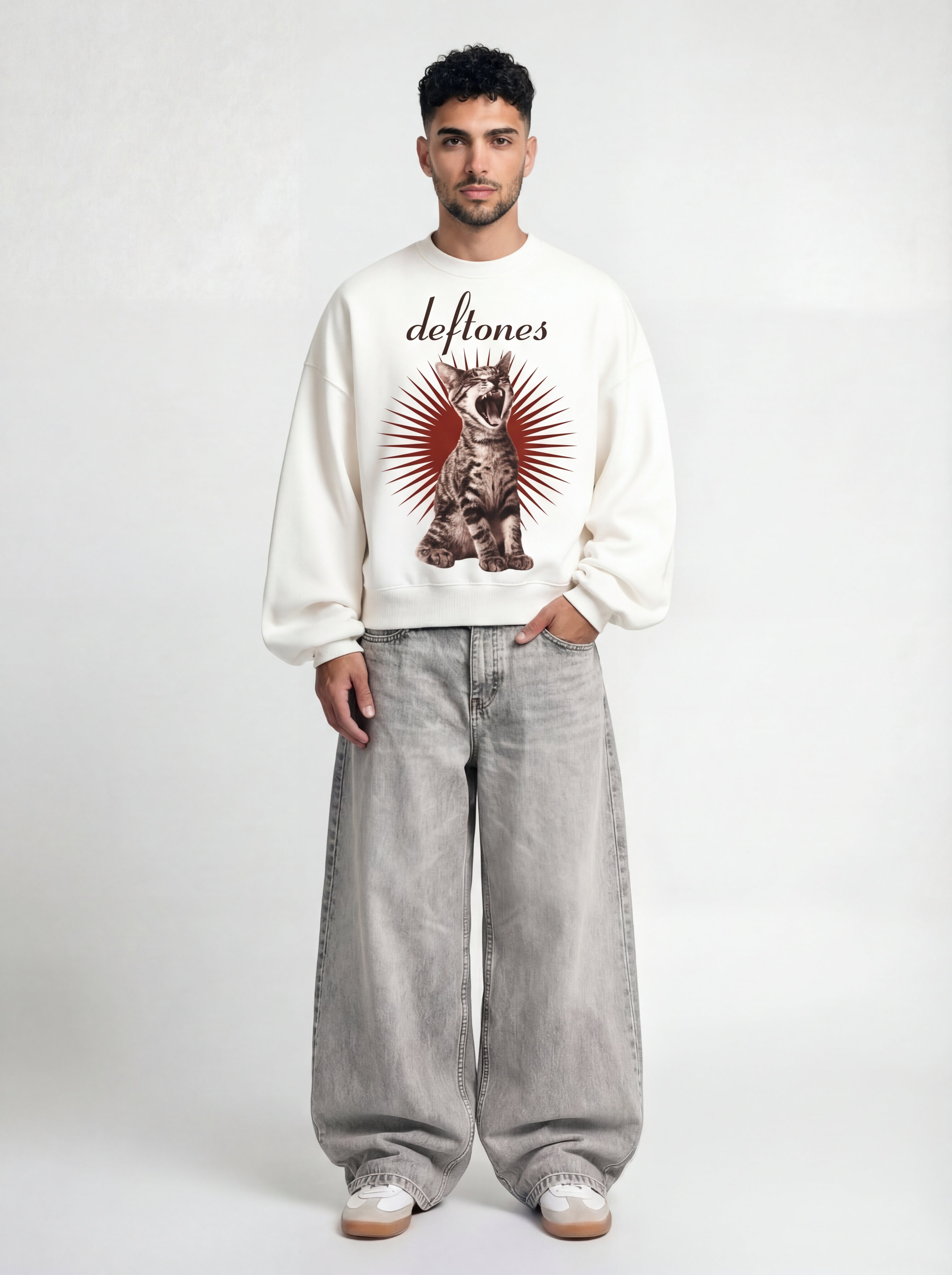 Classic Deftones White Boxy Sweatshirt