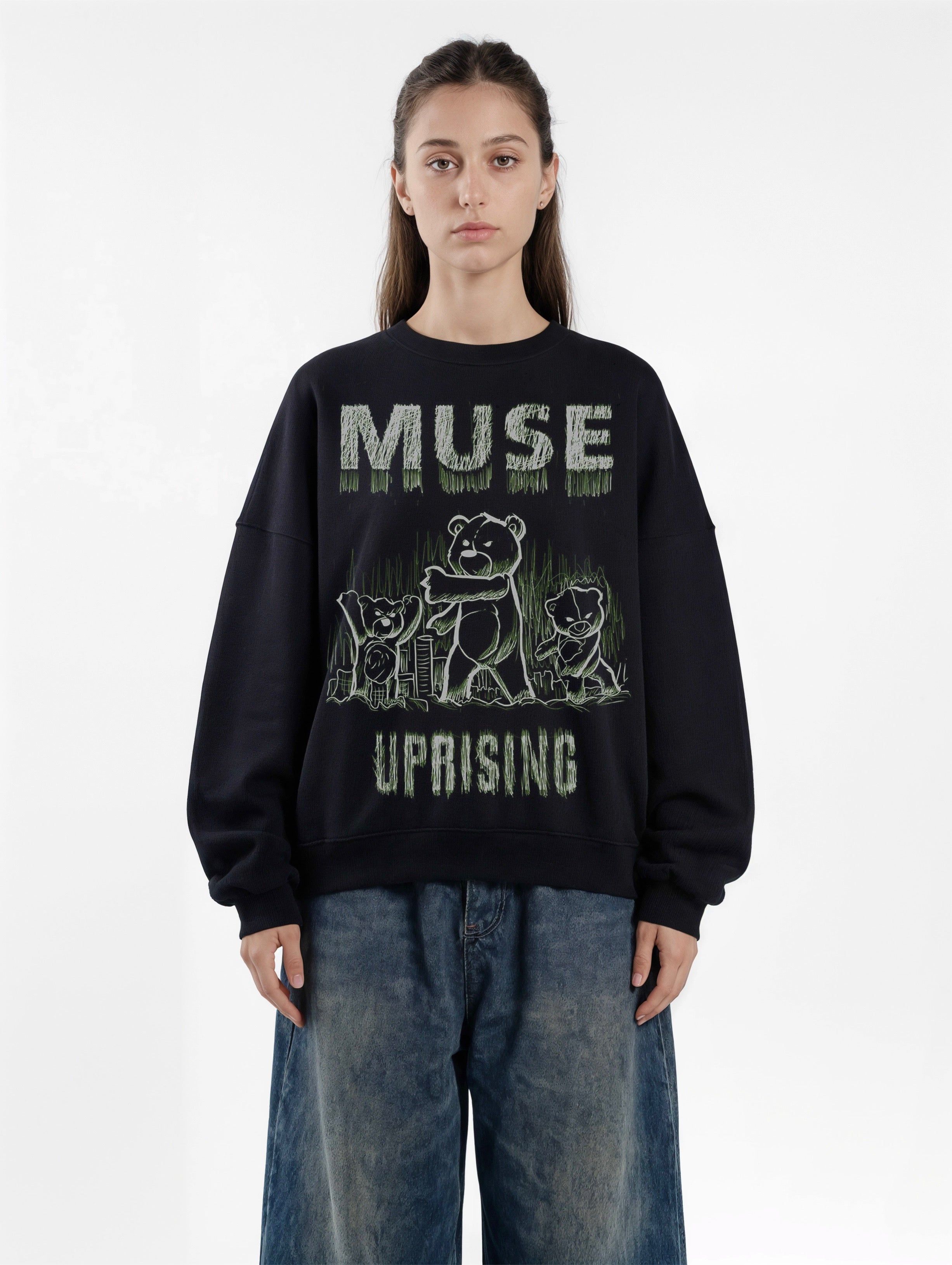 Muse Black Boxy Sweatshirt