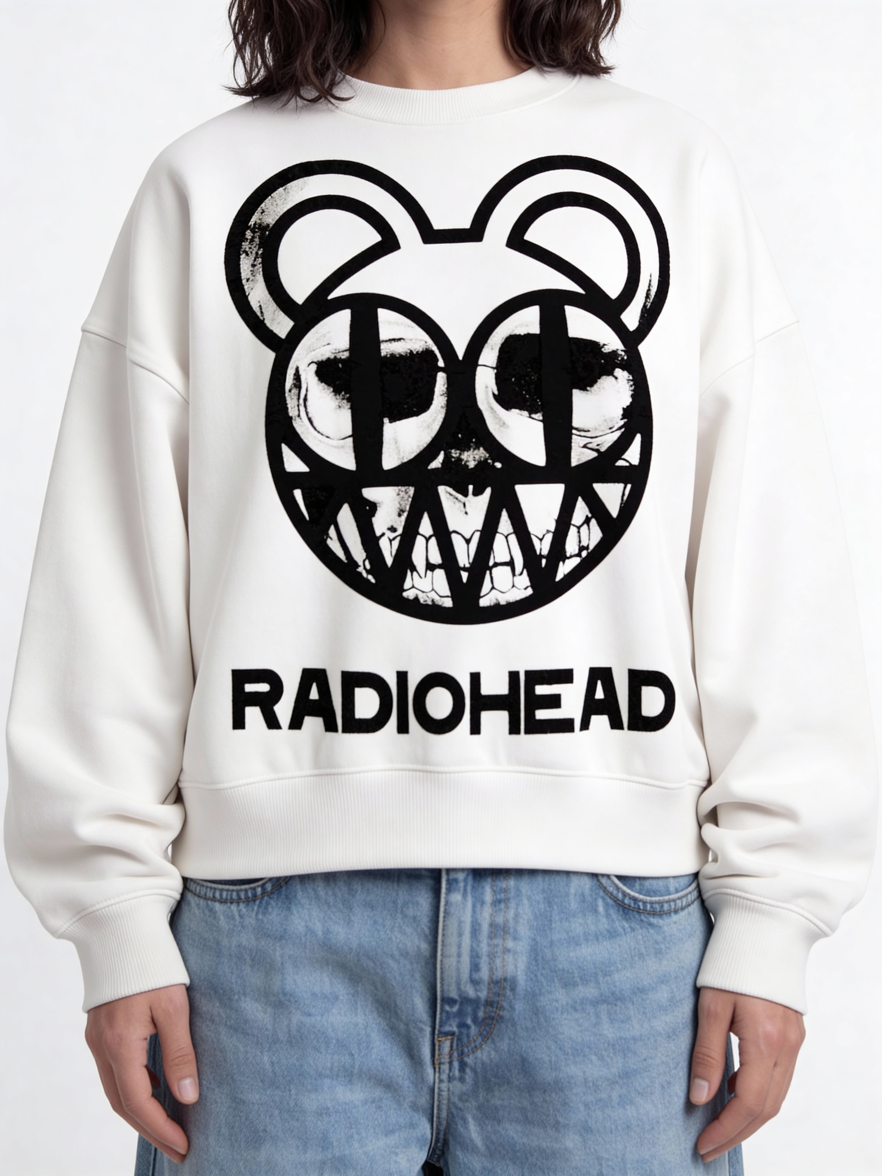 Radiohead Merch White Boxy Sweatshirt