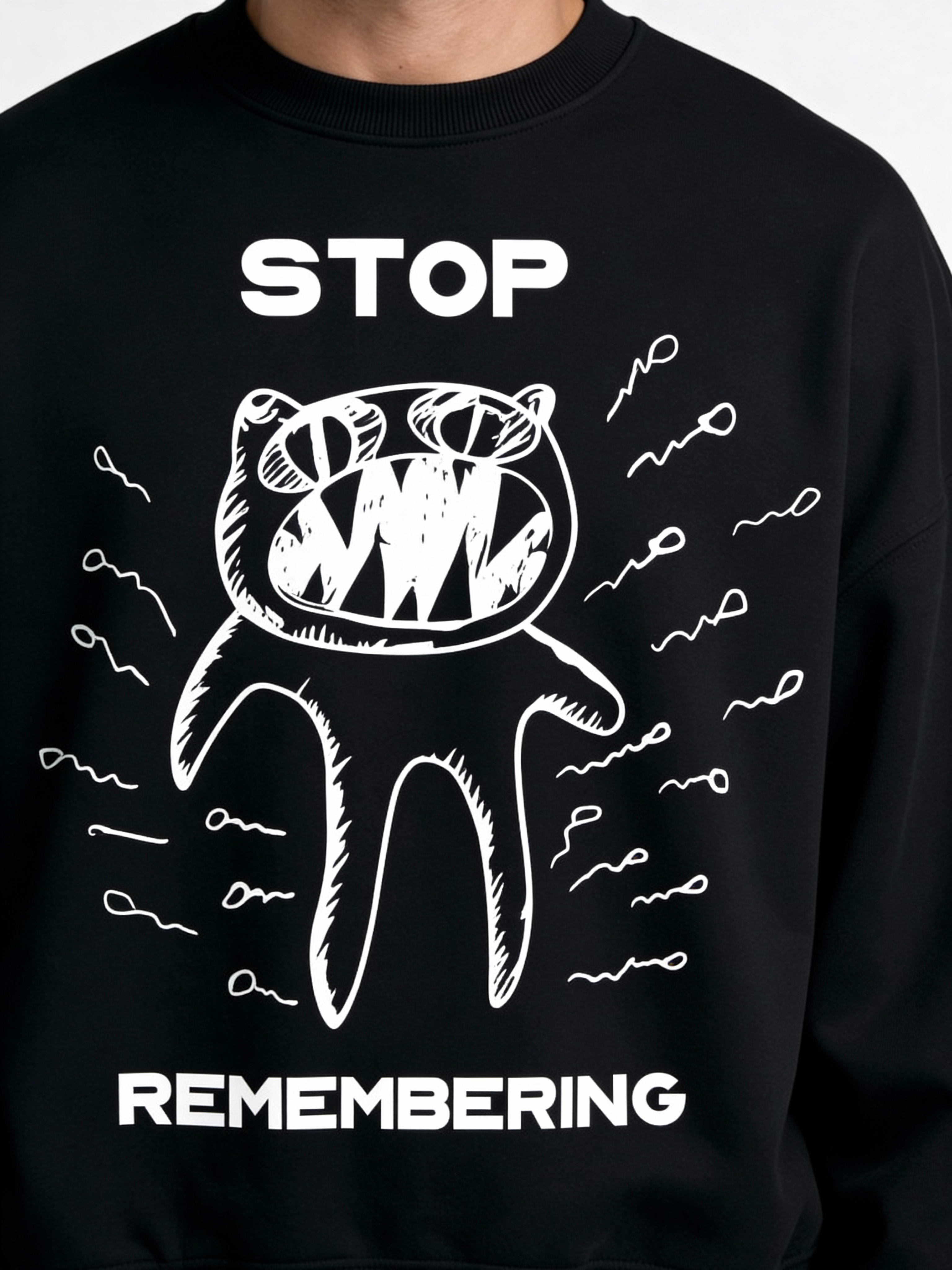 Stop Remembering Black Boxy Sweatshirt