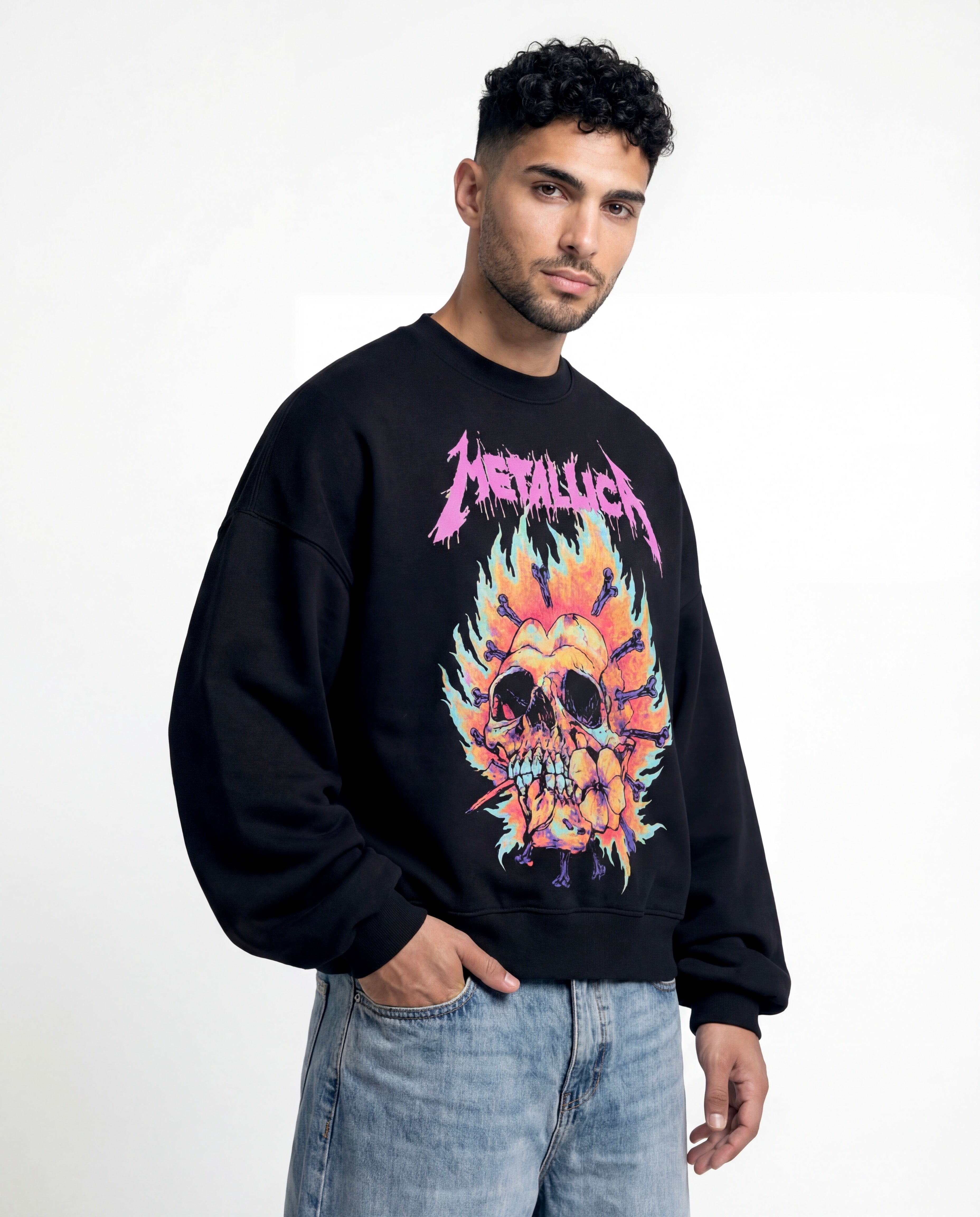 H Metallica Black Boxy Sweatshirt