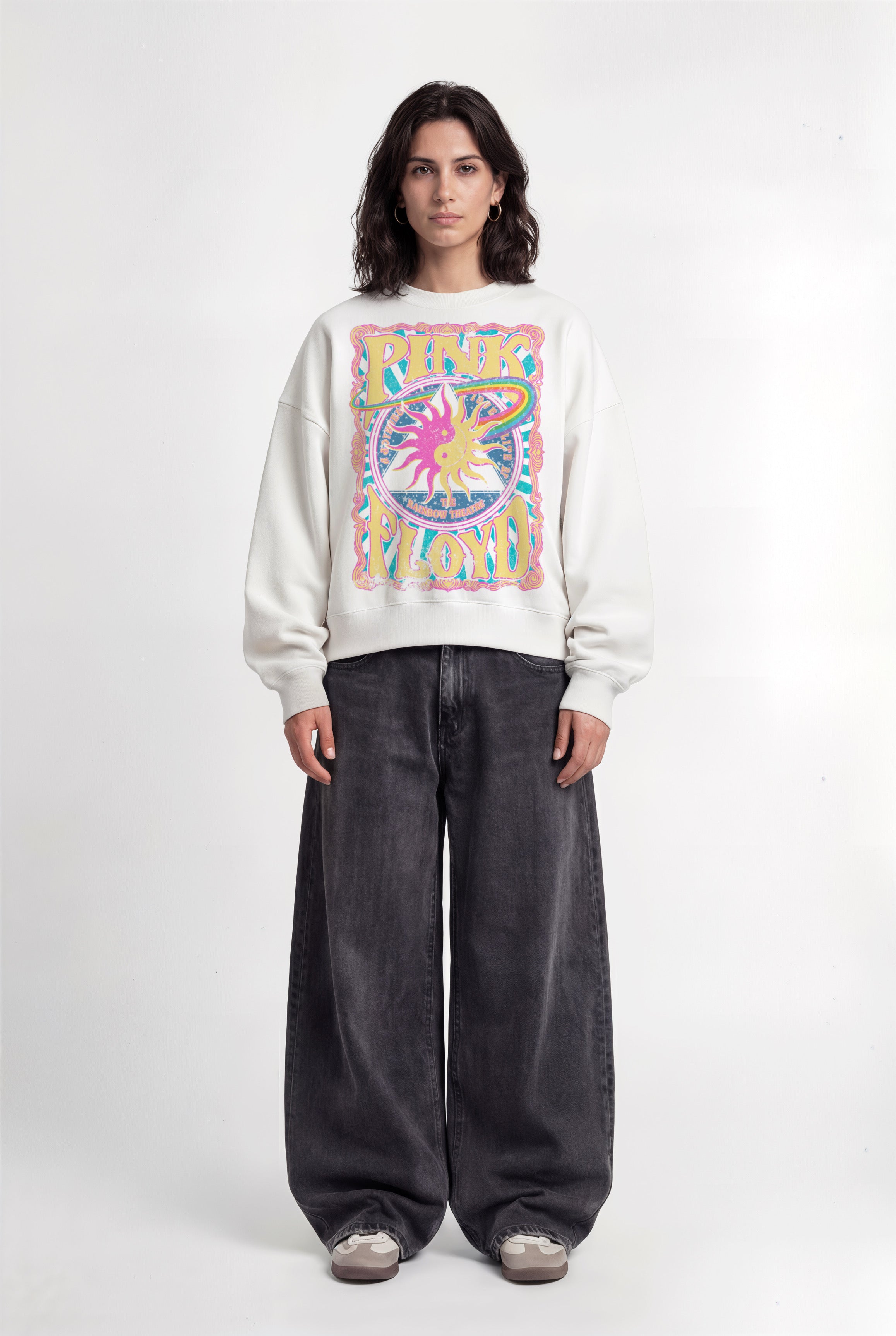 Pink Floyd White Boxy Sweatshirt
