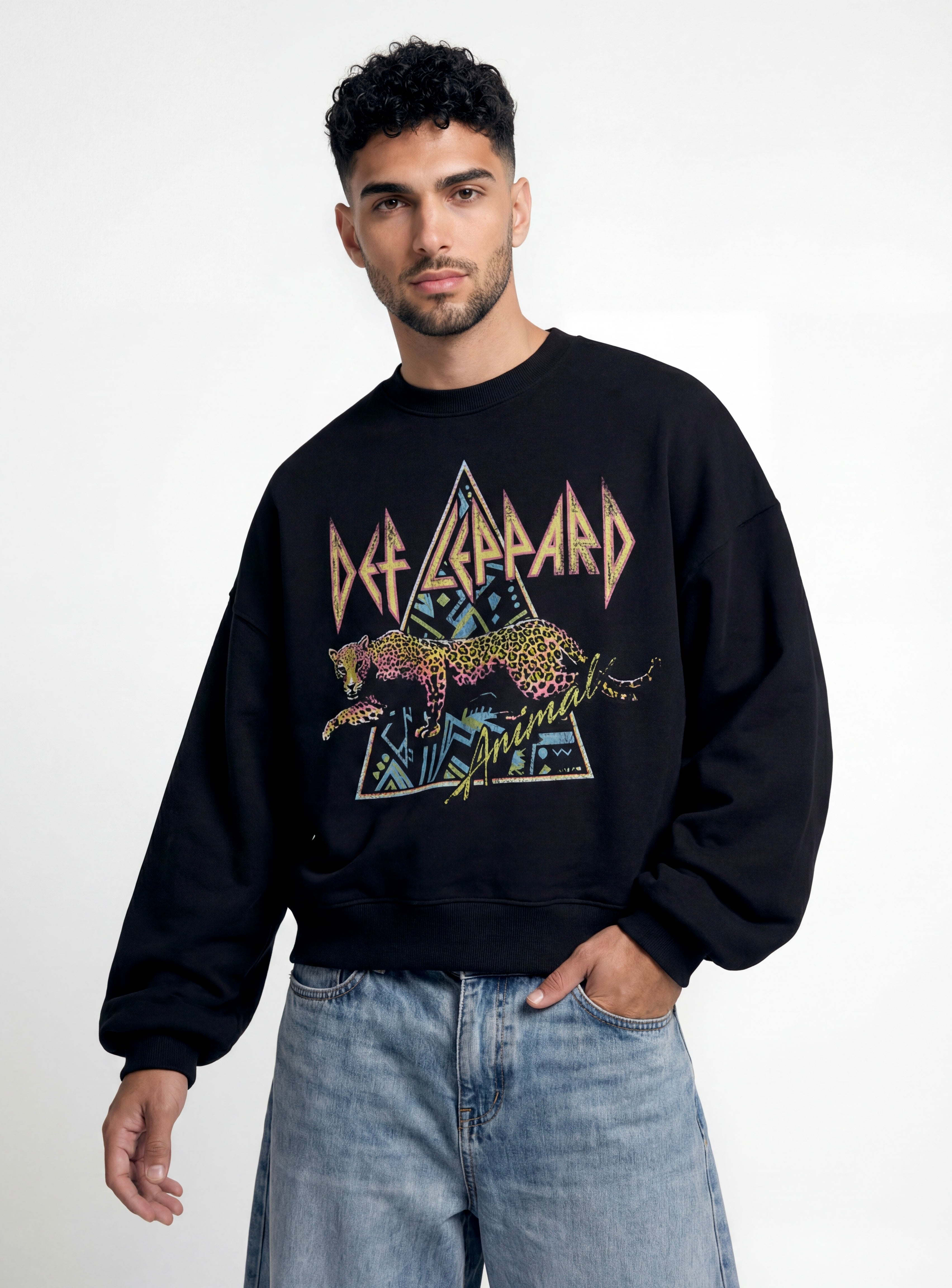 Def Leppard Black Boxy Sweatshirt