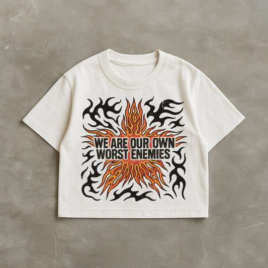 Worst Enemies White Boxy Tee