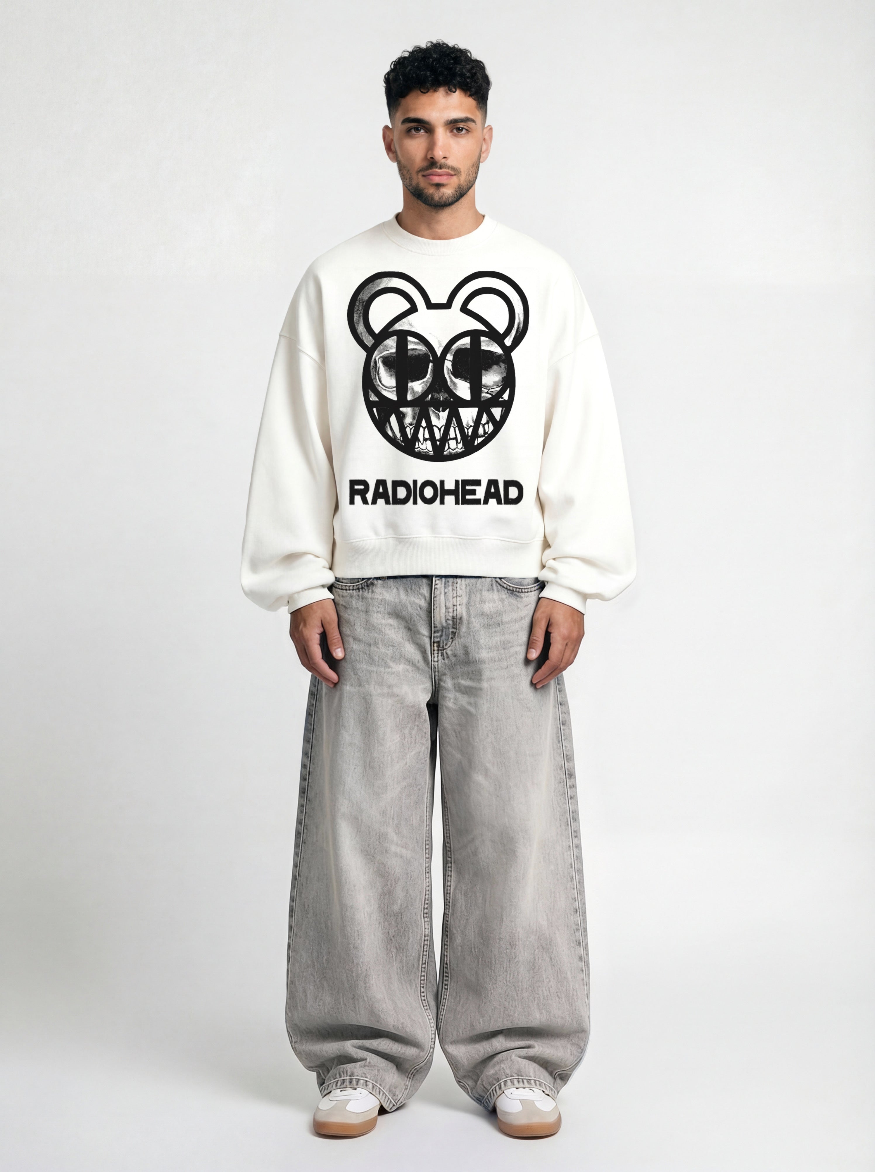 Radiohead Merch White Boxy Sweatshirt