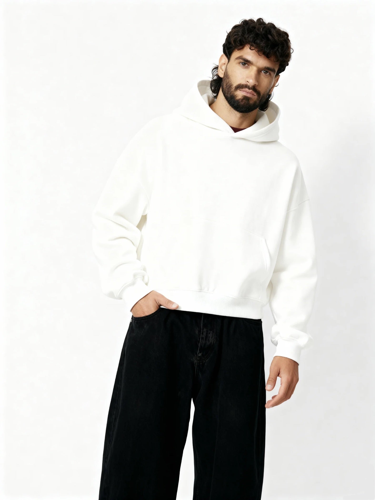 Plain White Boxy Hoodie