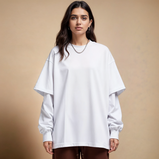 Layered Sleeves White T-shirt