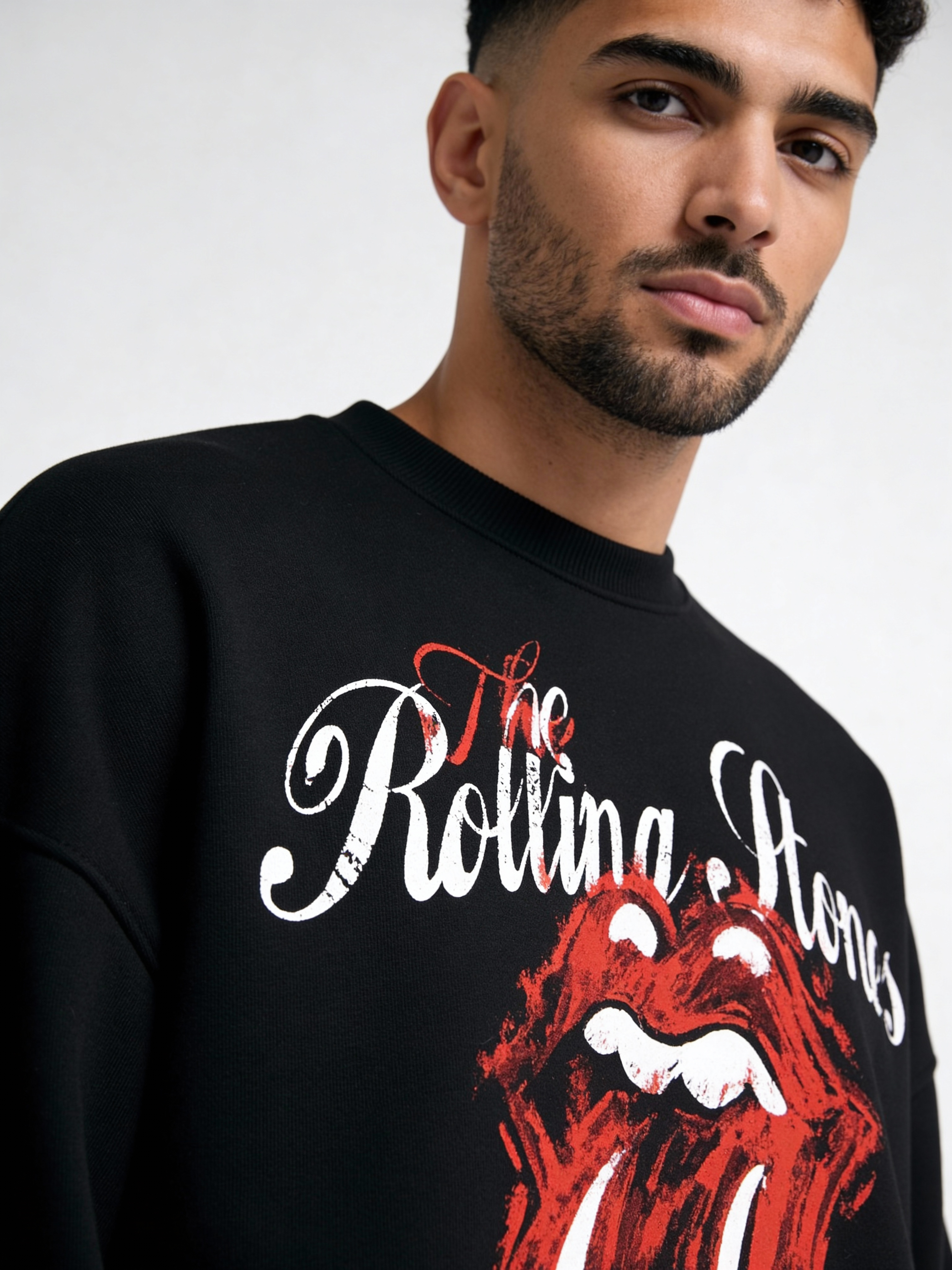 The Rolling Stones Black Boxy Sweatshirt