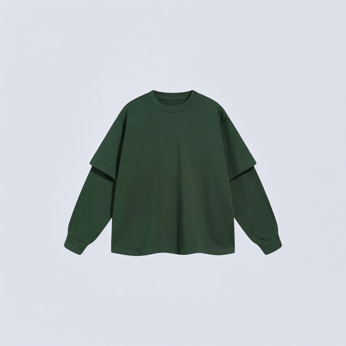 Layered Sleeves Dark Green T-shirt