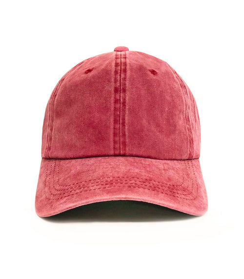 Acid-Washed Baseball Cap – Burgundy