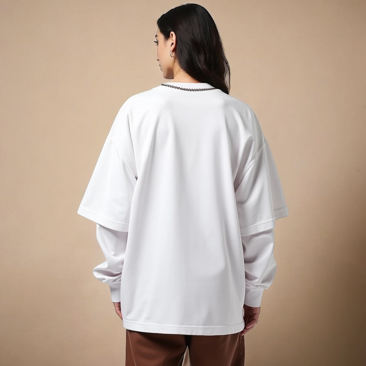 Layered Sleeves White T-shirt