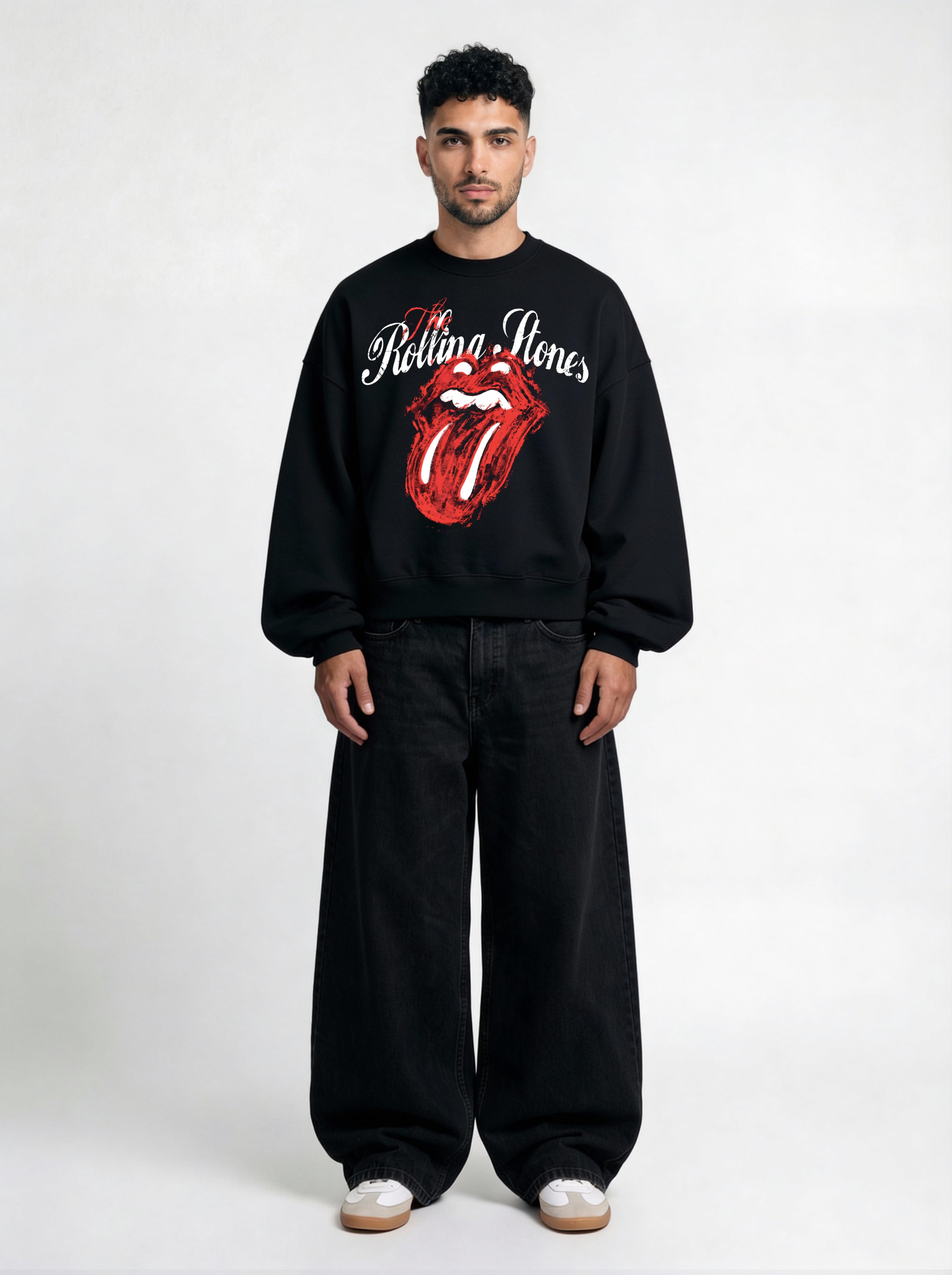 The Rolling Stones Black Boxy Sweatshirt