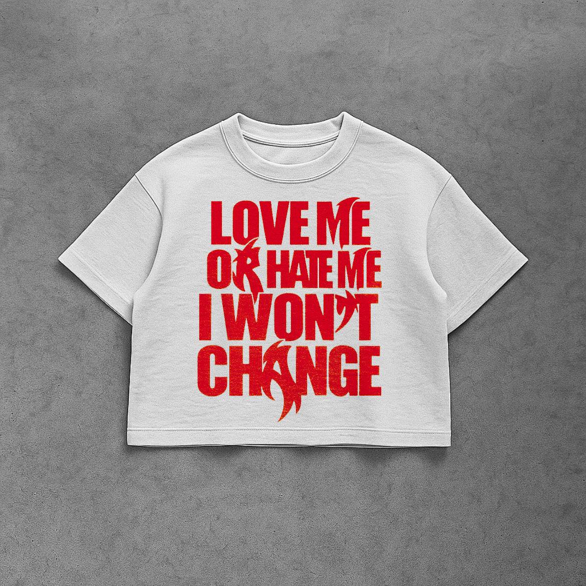 Love Me Or Hate Me Boxy White Tee