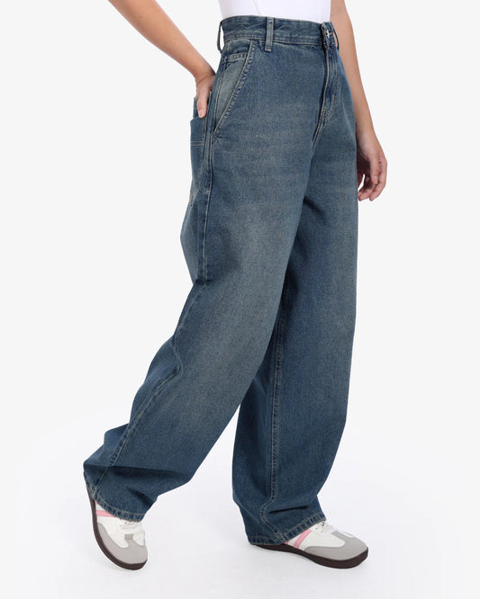 Washed Indigo Blue Skater Baggy Jean