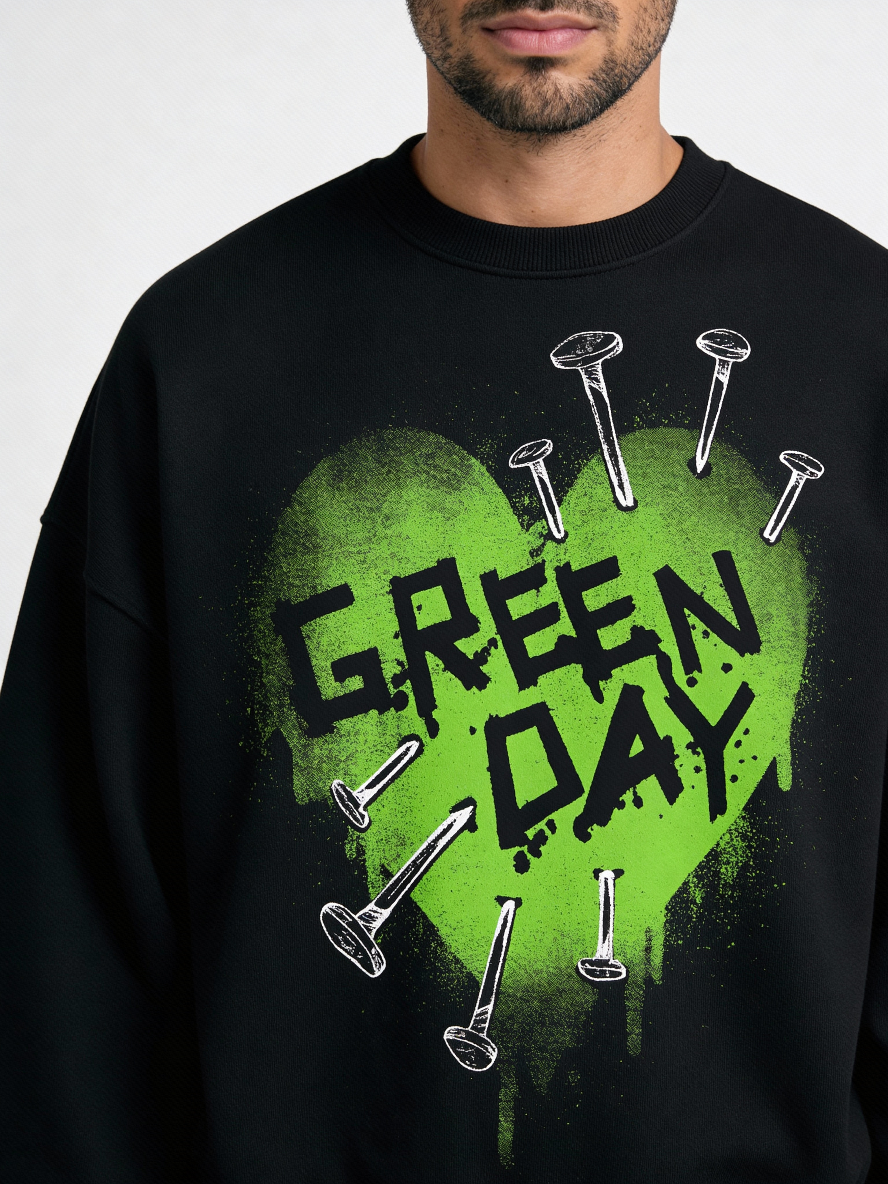 Green Day Black Boxy Sweatshirt