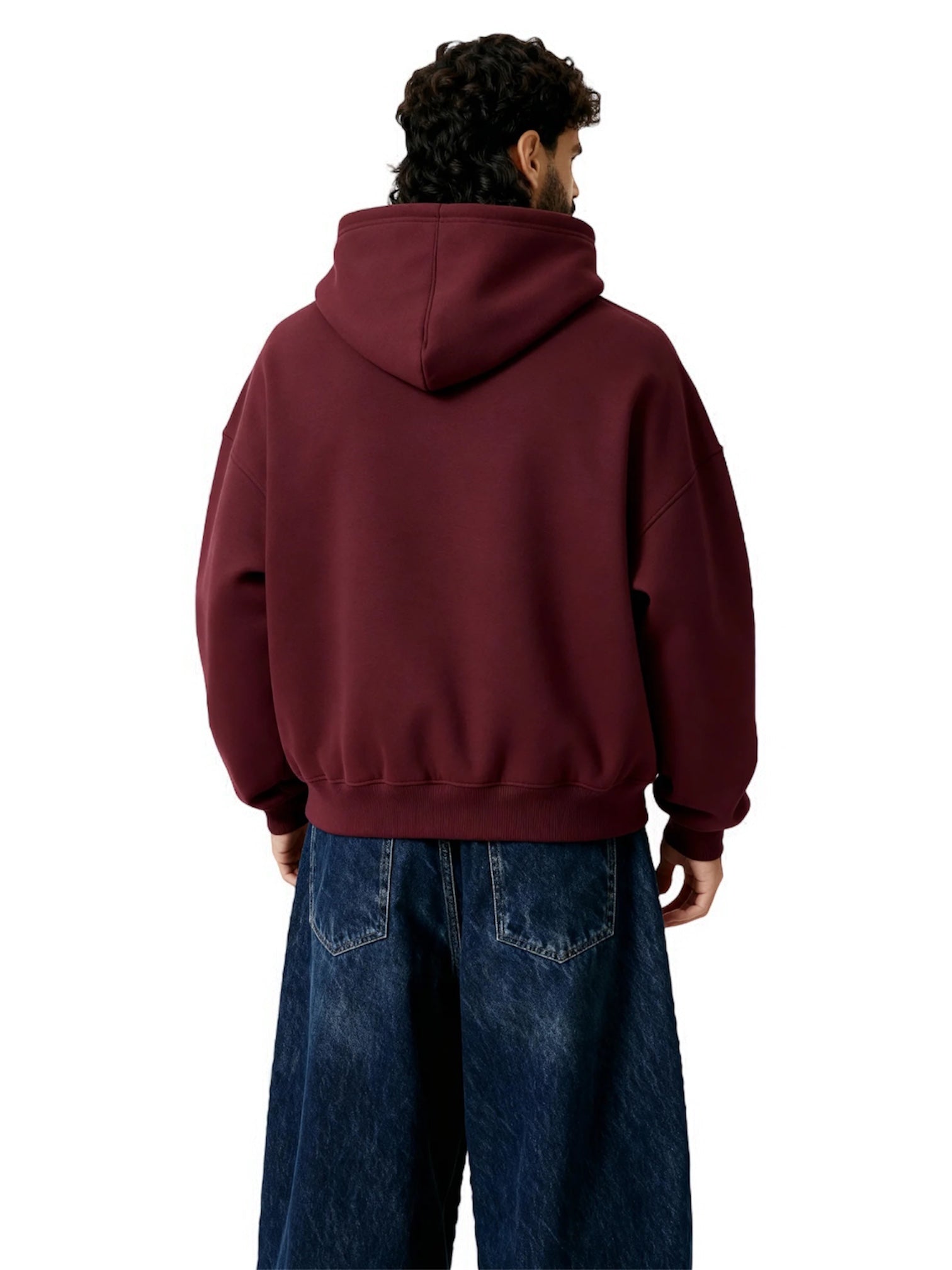 Plain Burgundy Boxy Hoodie