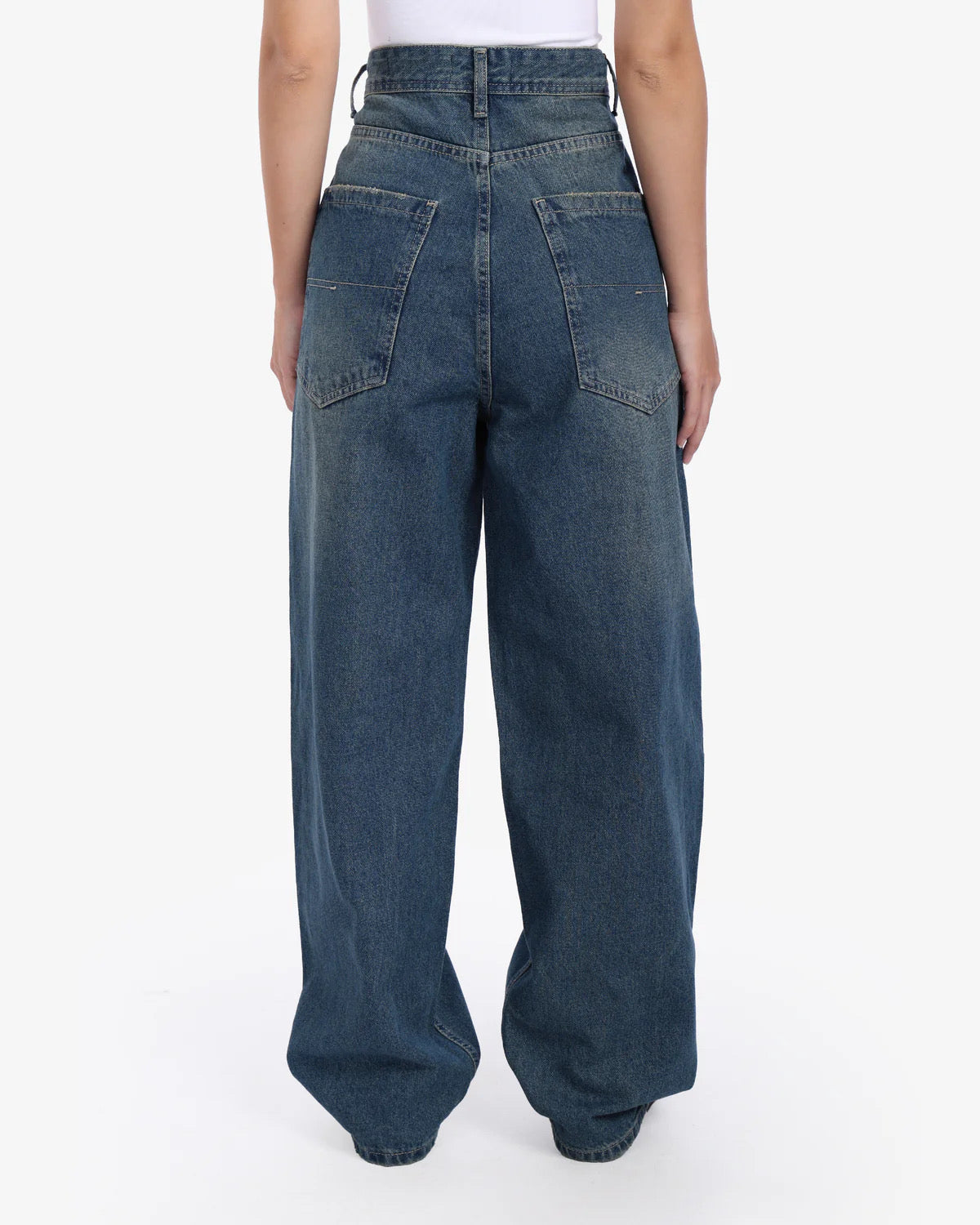 Washed Indigo Blue Skater Baggy Jean