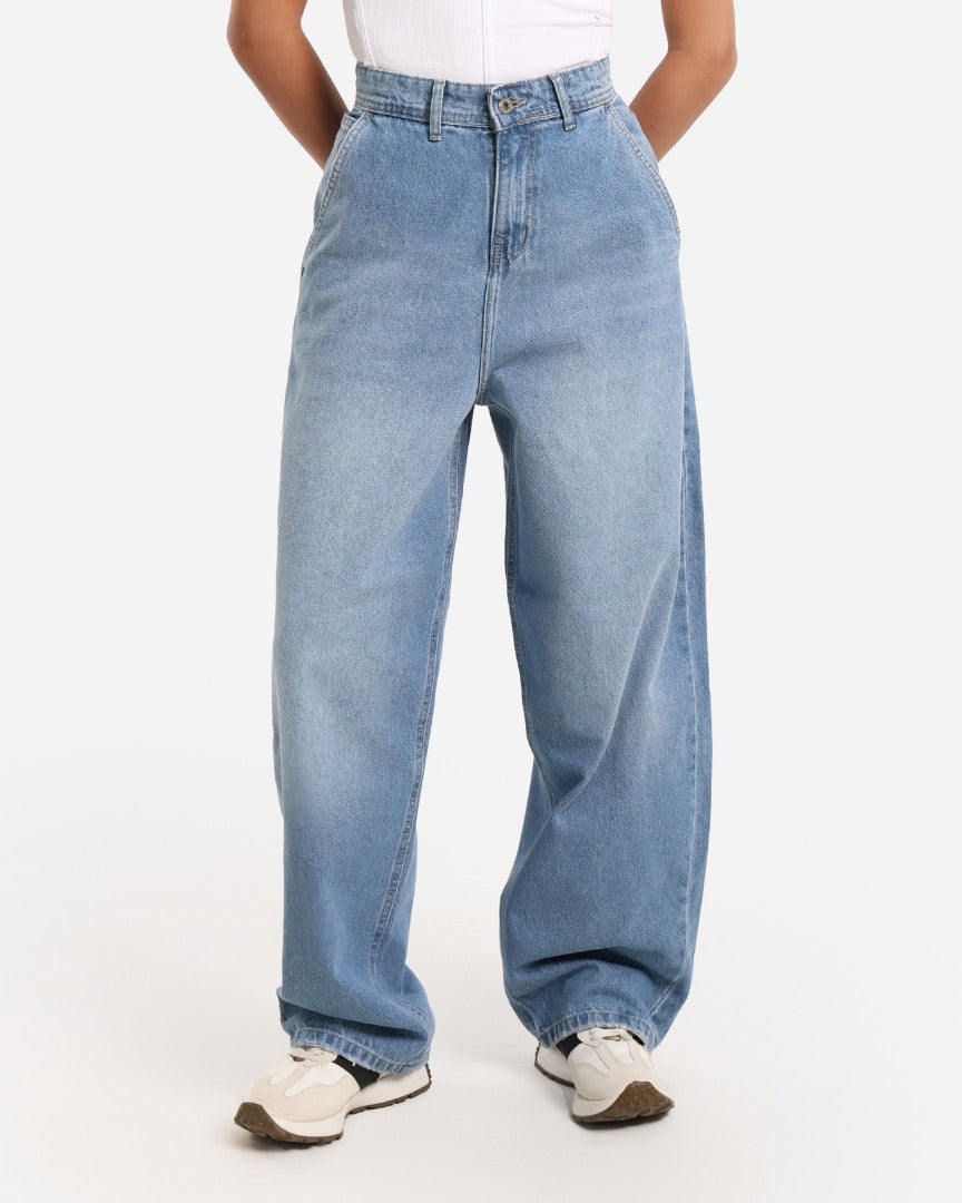 Mid Blue Straight Baggy Jeans