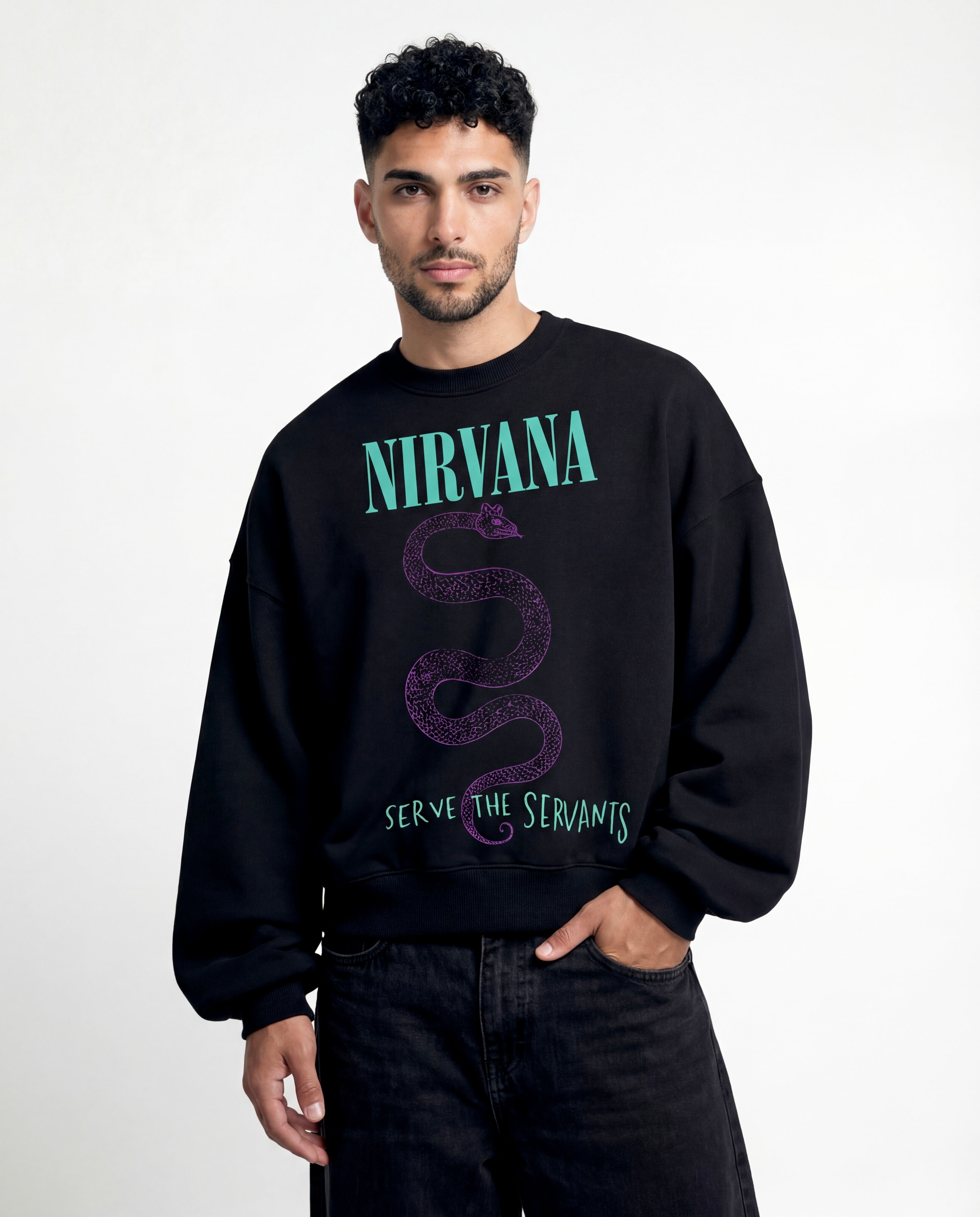 Nirvana Snake Black Boxy Sweatshirt