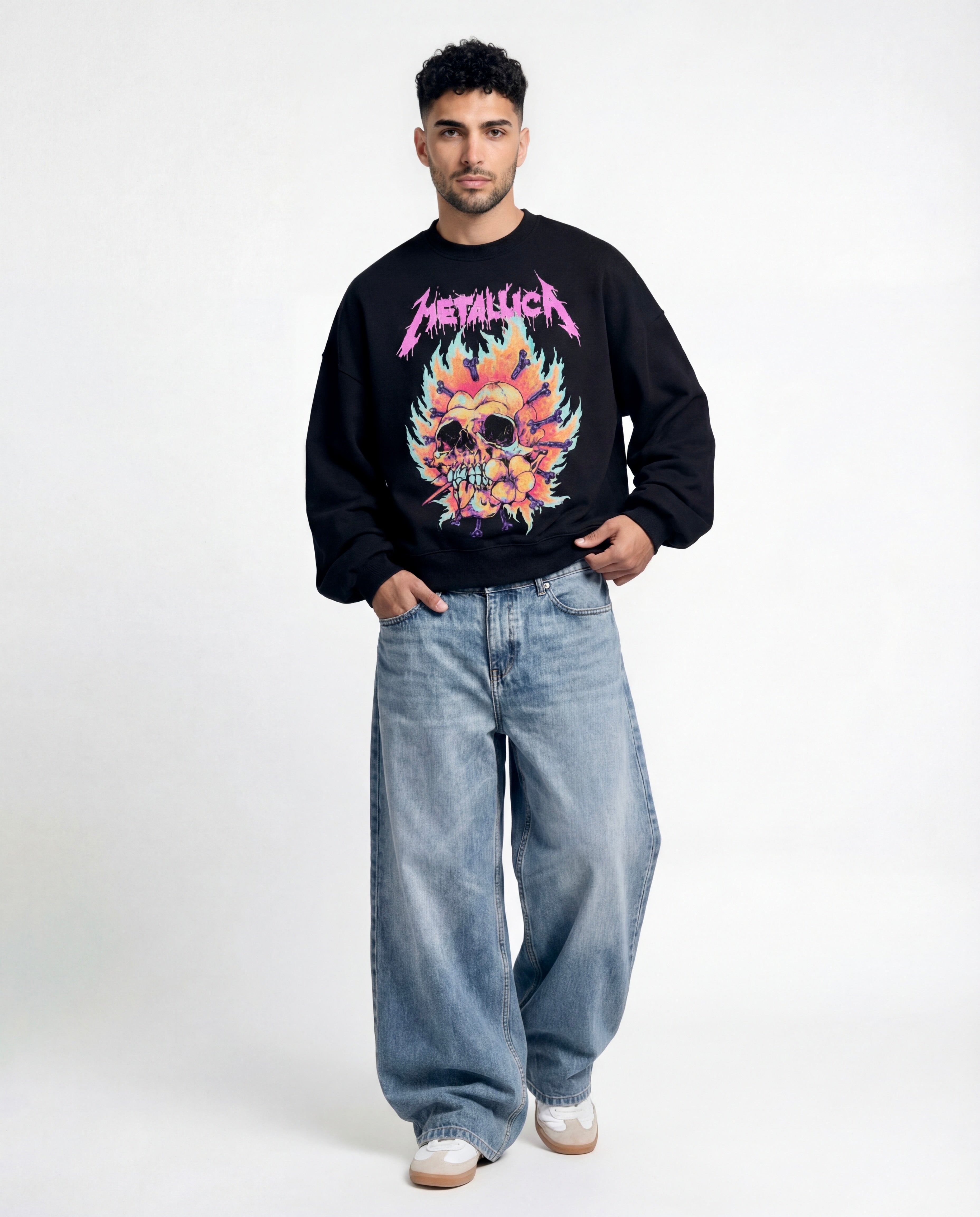 H Metallica Black Boxy Sweatshirt