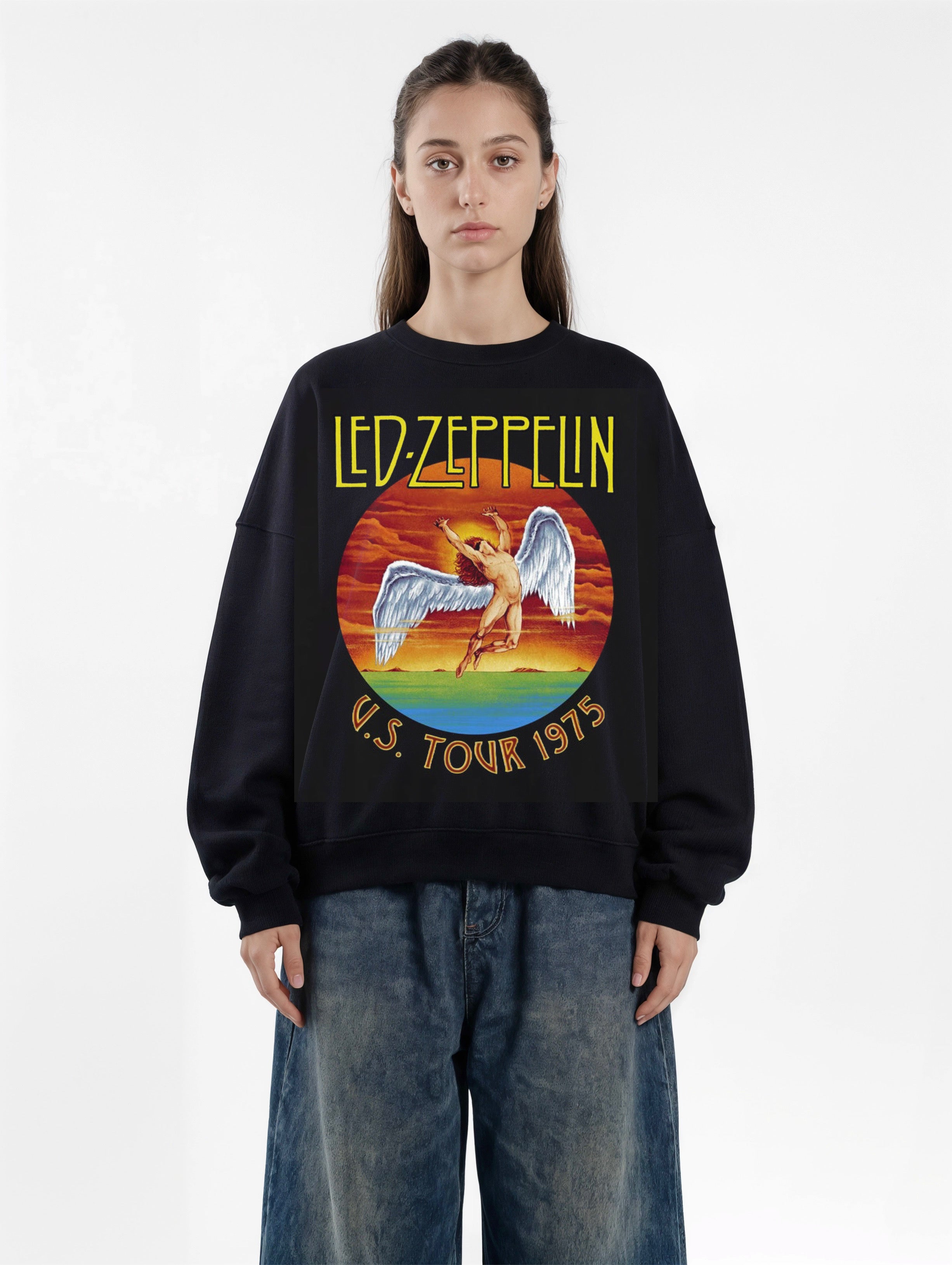 Led Zeppelin Black Boxy Sweatshirt