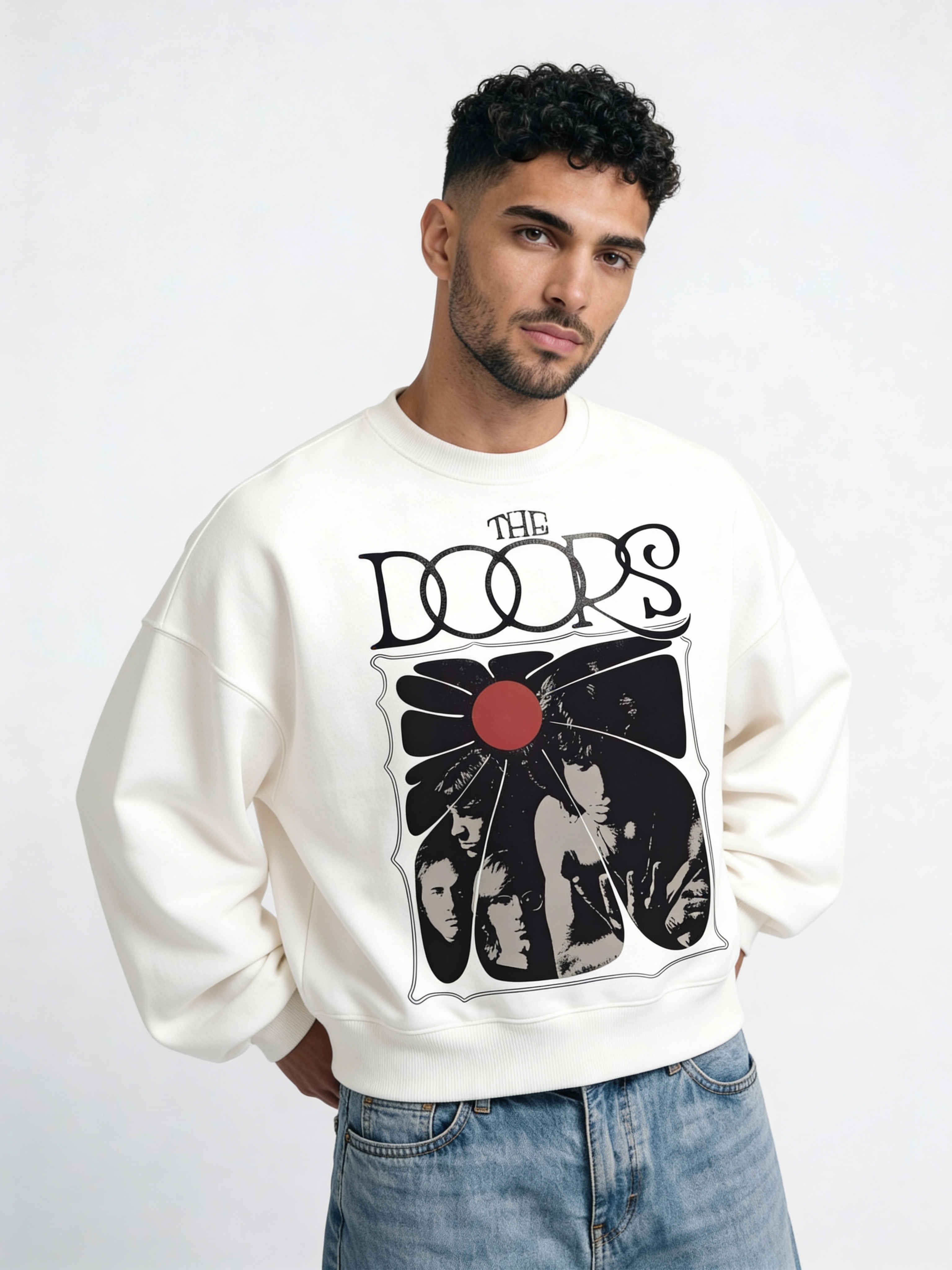 The Doors White Boxy Sweatshirt
